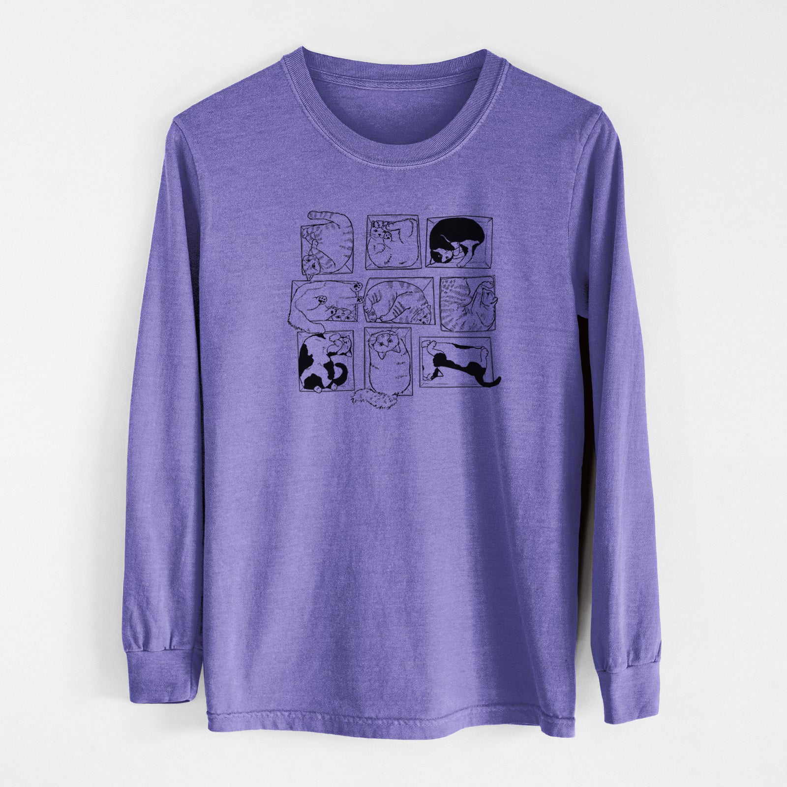 Cats in Boxes - Men's Heavyweight 100% Cotton Long Sleeve