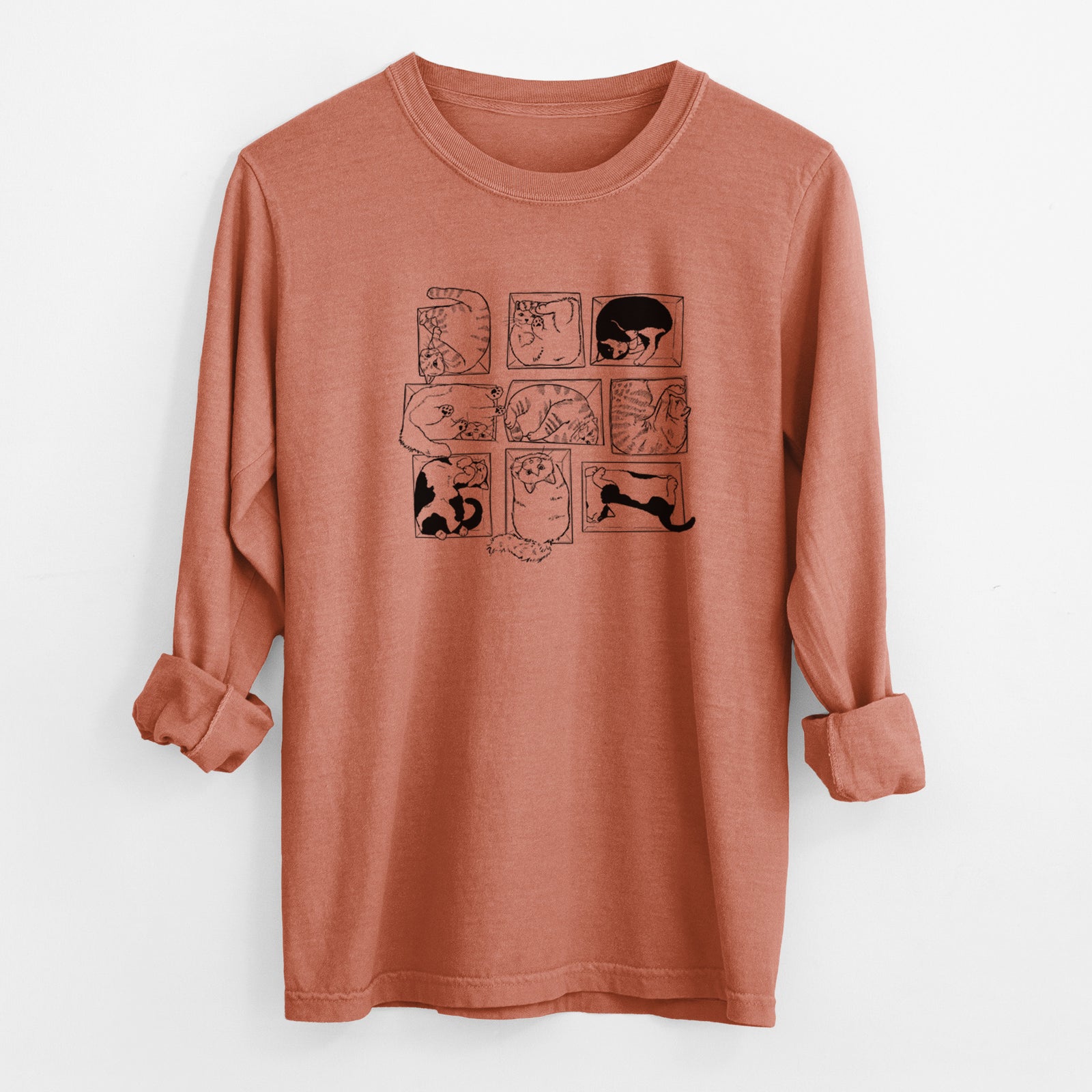 Cats in Boxes - Men's Heavyweight 100% Cotton Long Sleeve