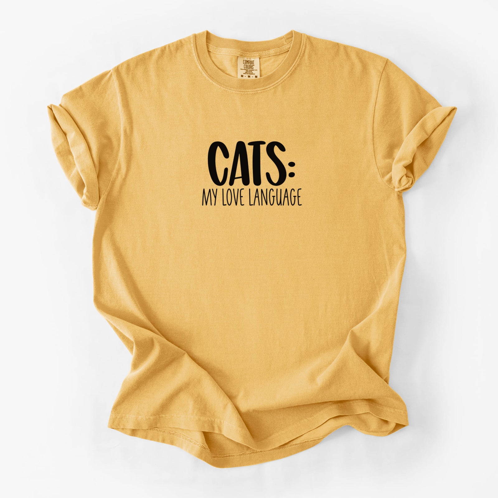 Cats: My Love Language - Unisex Comfort Colors Garment-Dyed Heavyweight T-shirt in Golden Wheat