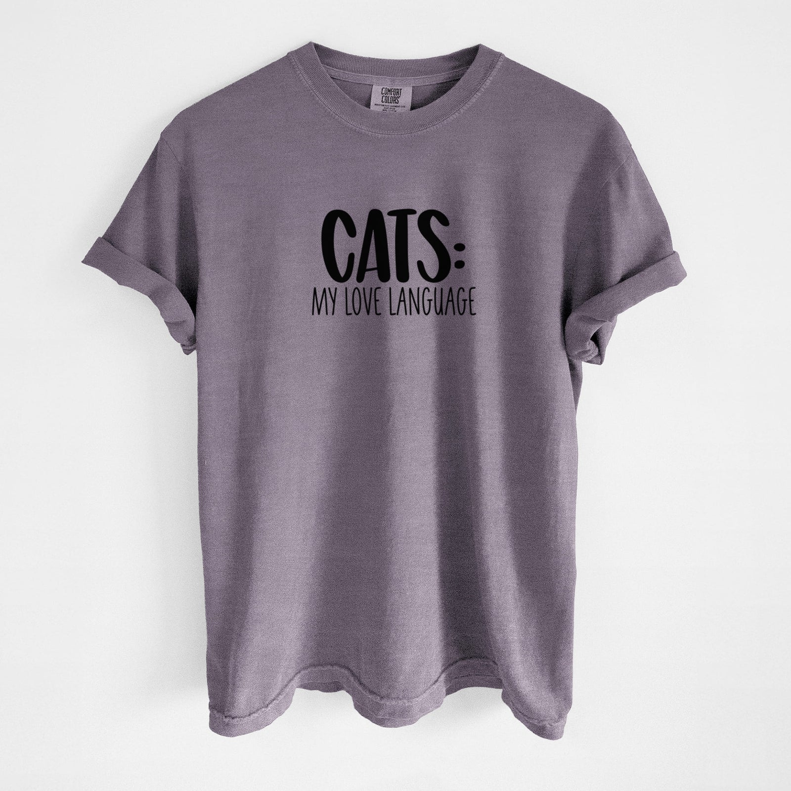 Cats: My Love Language - Unisex Comfort Colors Garment-Dyed Heavyweight T-shirt in Wine