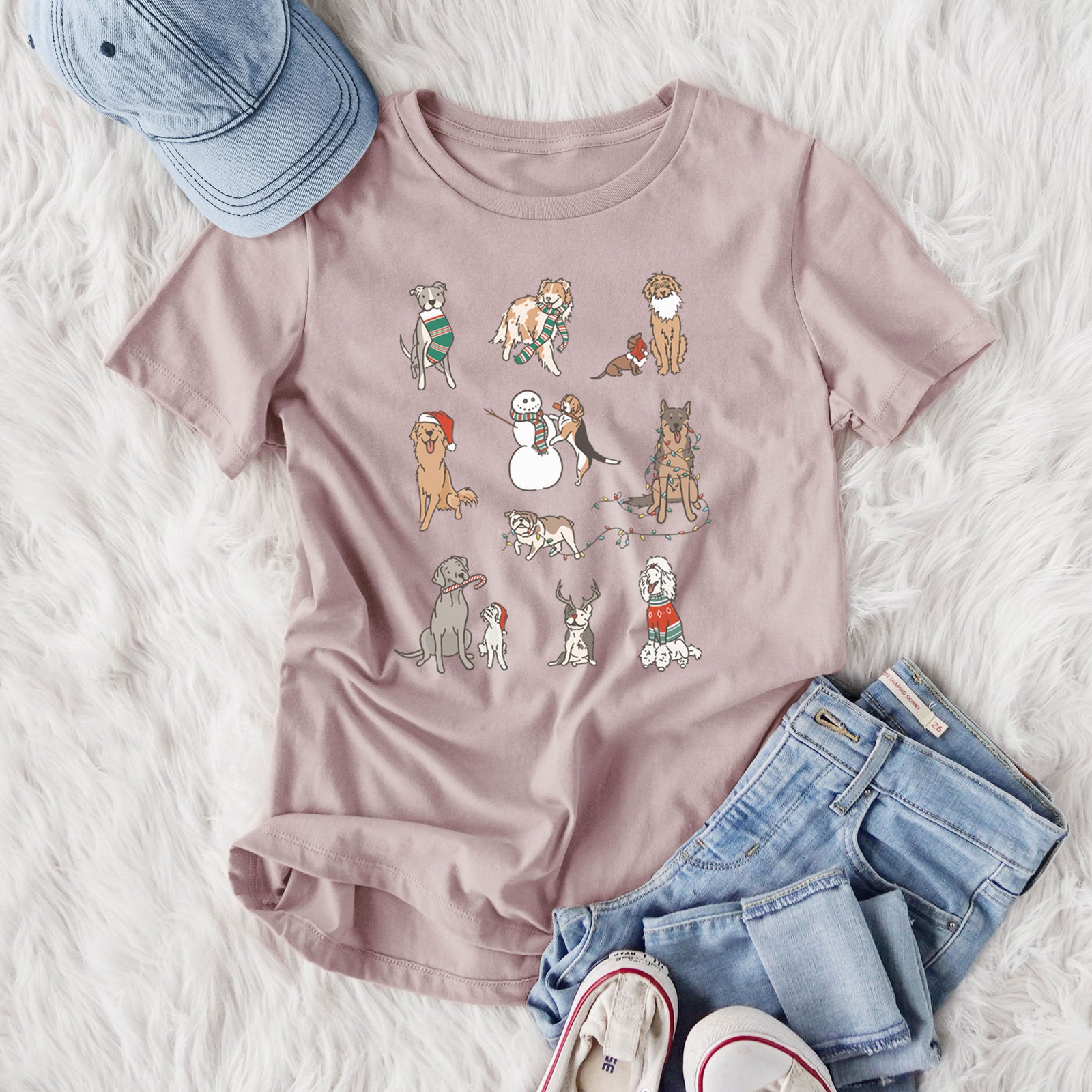 Christmas Pups - Women's Lightweight Relaxed Fit 100% Cotton Crewneck