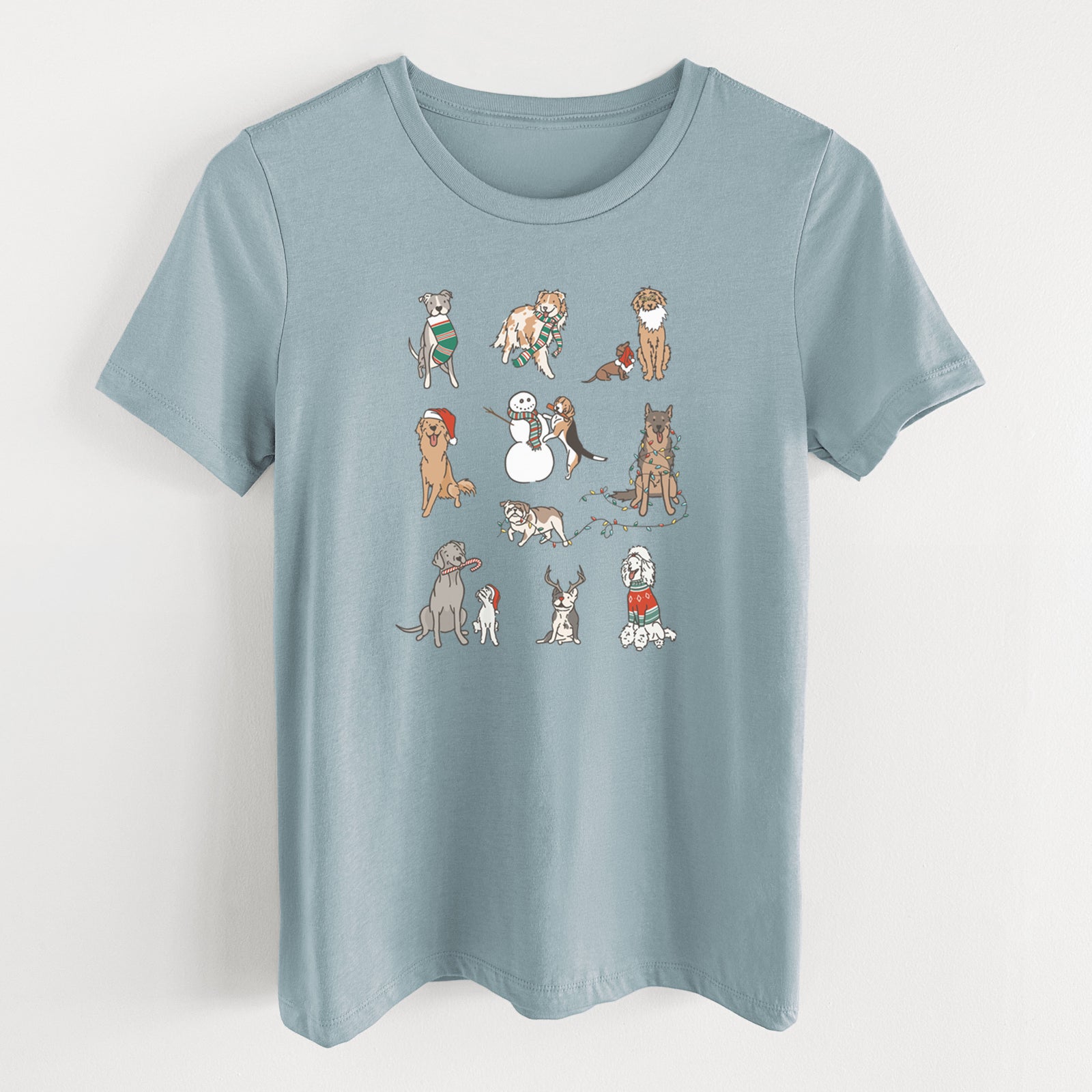 Christmas Pups - Women's Lightweight Relaxed Fit 100% Cotton Crewneck