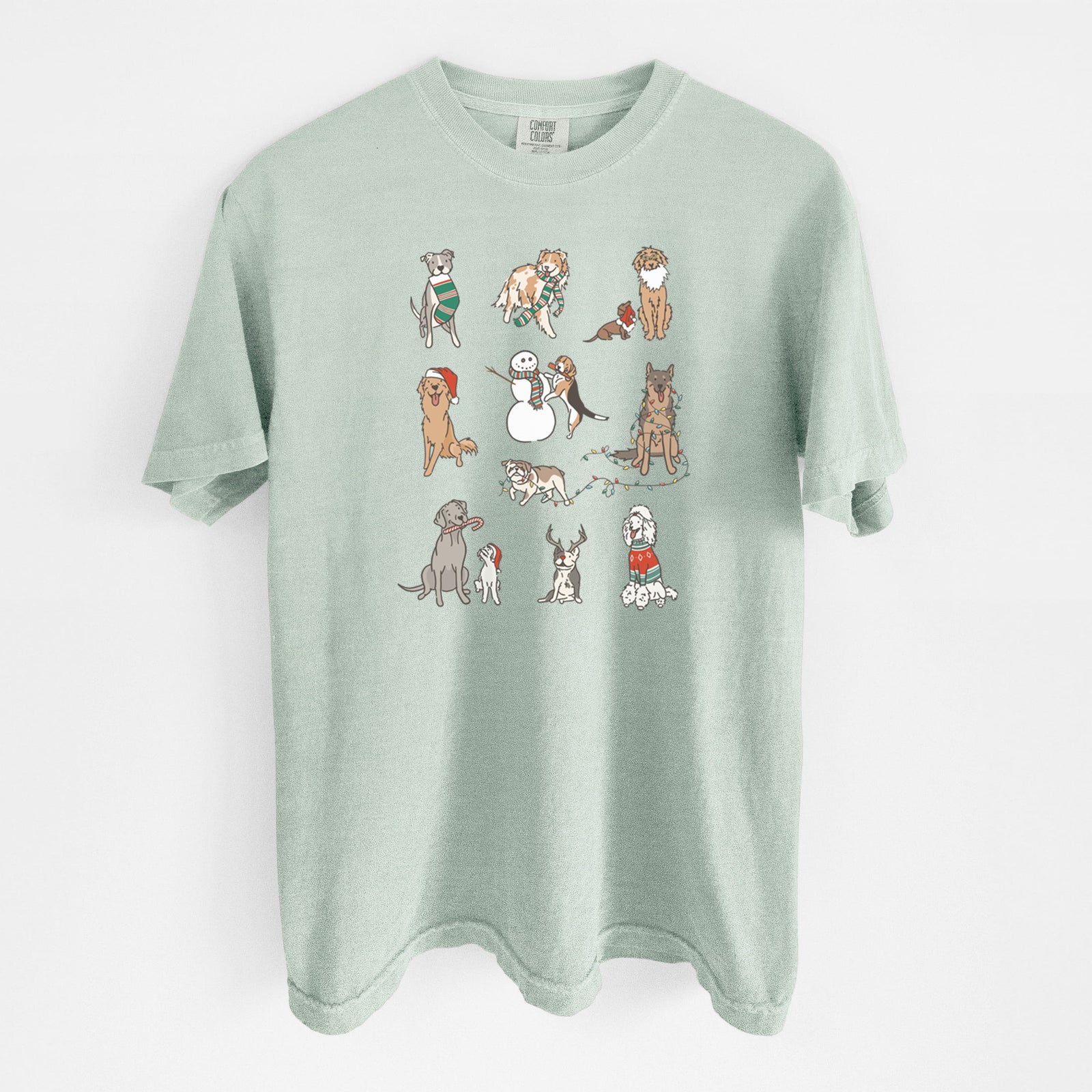 Christmas Pups - Unisex Comfort Colors Garment-Dyed Heavyweight T-shirt in Bay