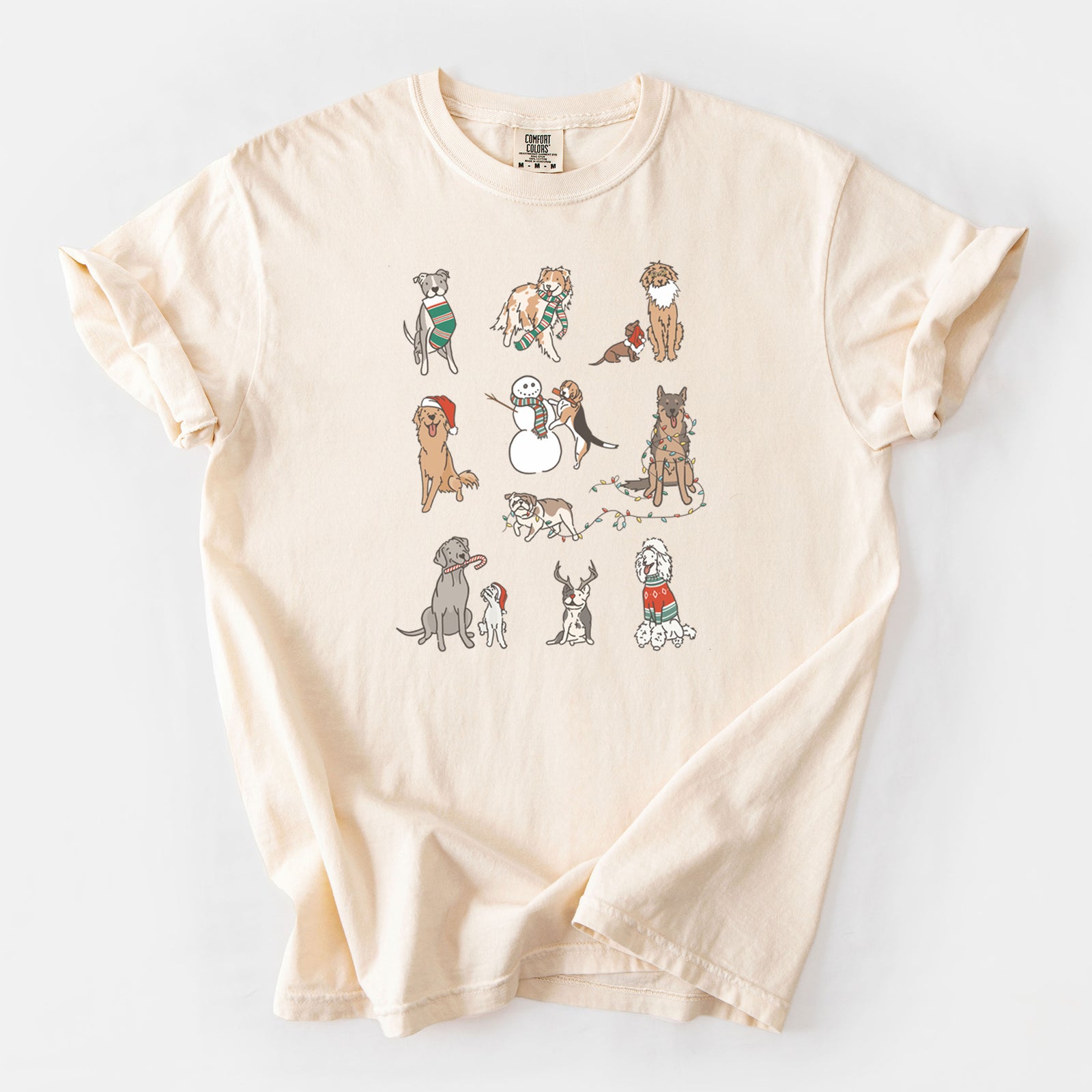 Christmas Pups - Unisex Comfort Colors Garment-Dyed Heavyweight T-shirt in Ivory
