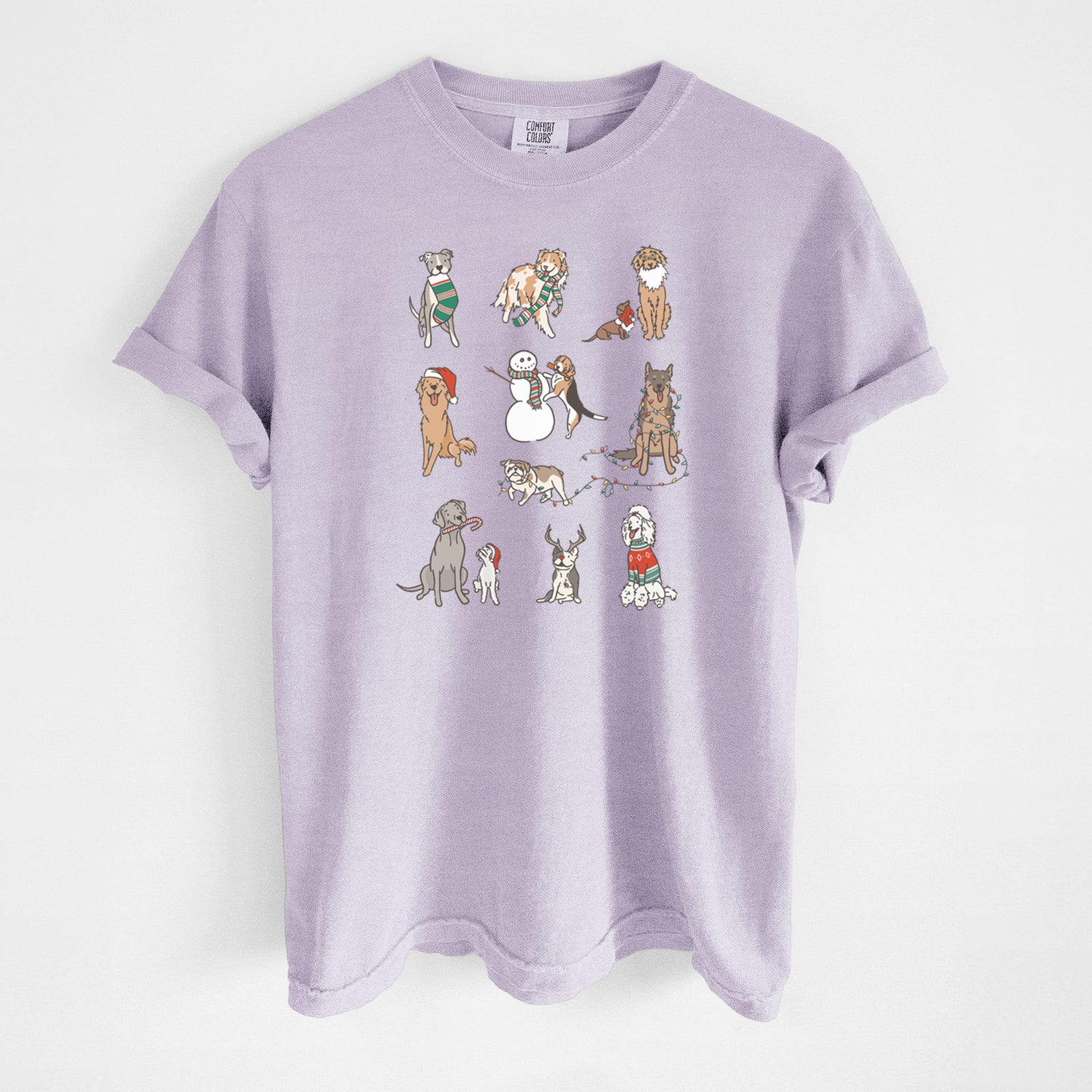 Christmas Pups - Unisex Comfort Colors Garment-Dyed Heavyweight T-shirt in Orchid