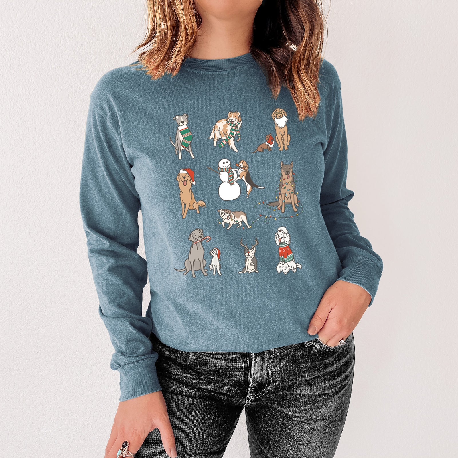 Christmas Pups - Heavyweight 100% Cotton Long Sleeve