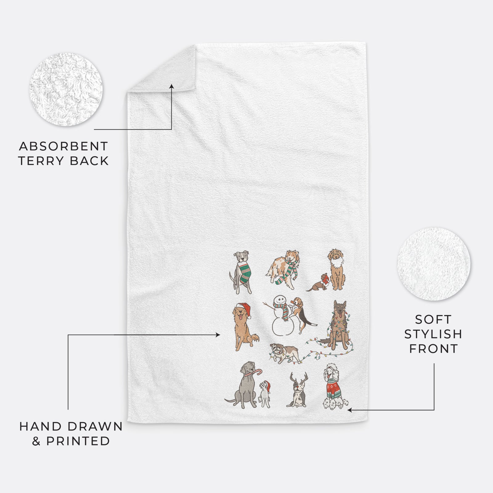 Christmas Pups Hand Towel