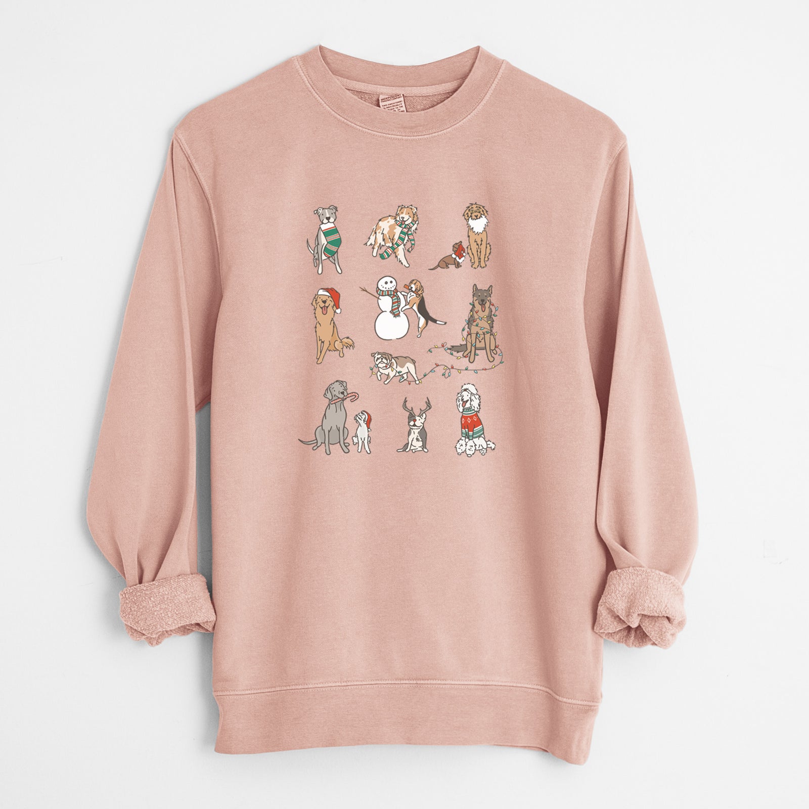 Christmas Pups - Unisex Pigment Dyed Crew Sweatshirt