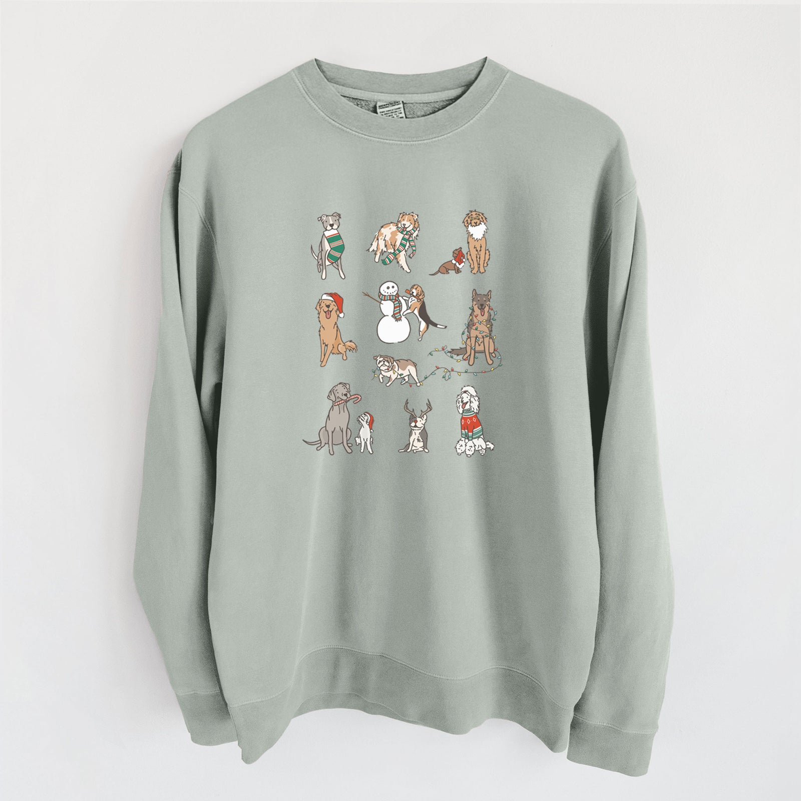 Christmas Pups - Unisex Pigment Dyed Crew Sweatshirt