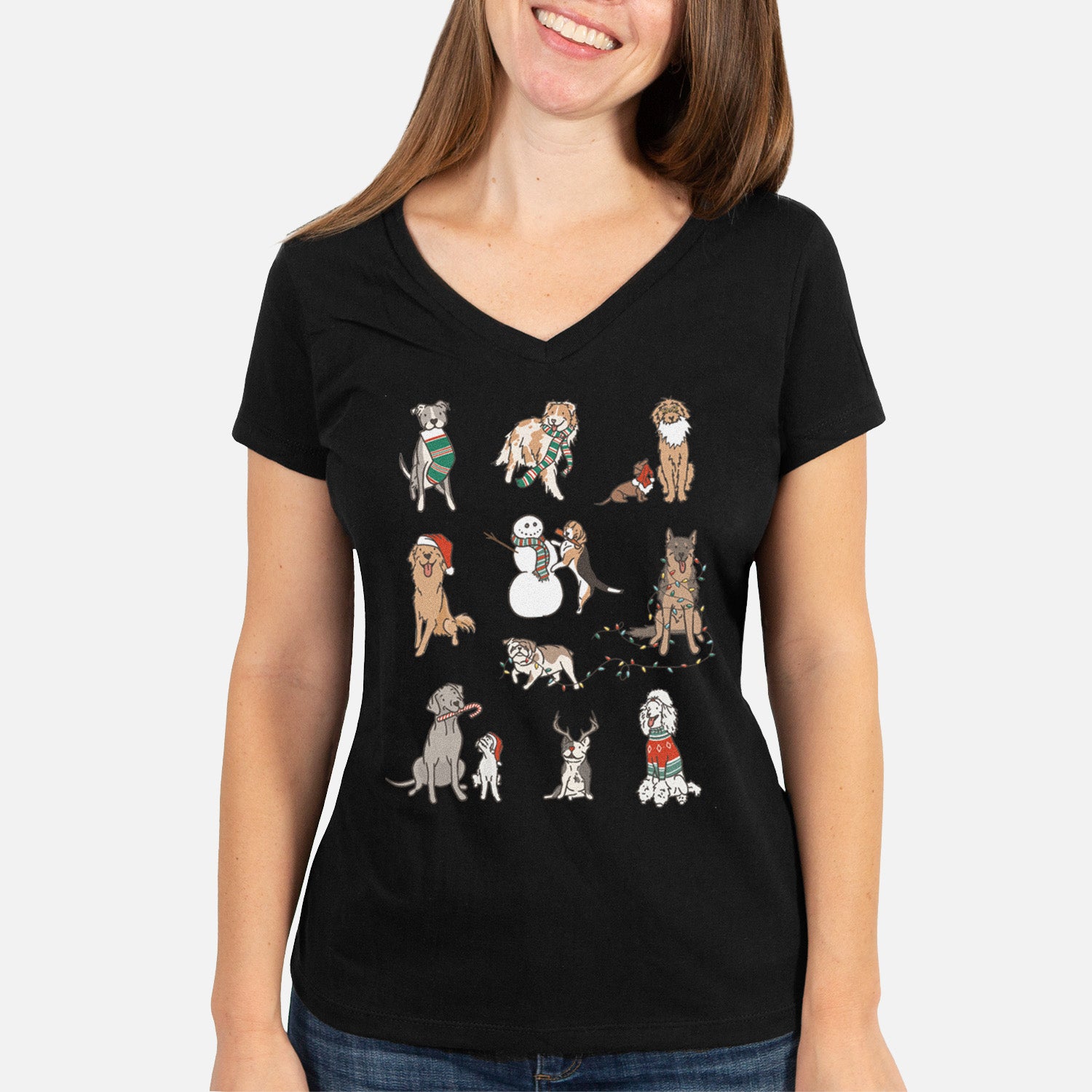 Christmas Pups - Women's Perfect V-neck Shirt