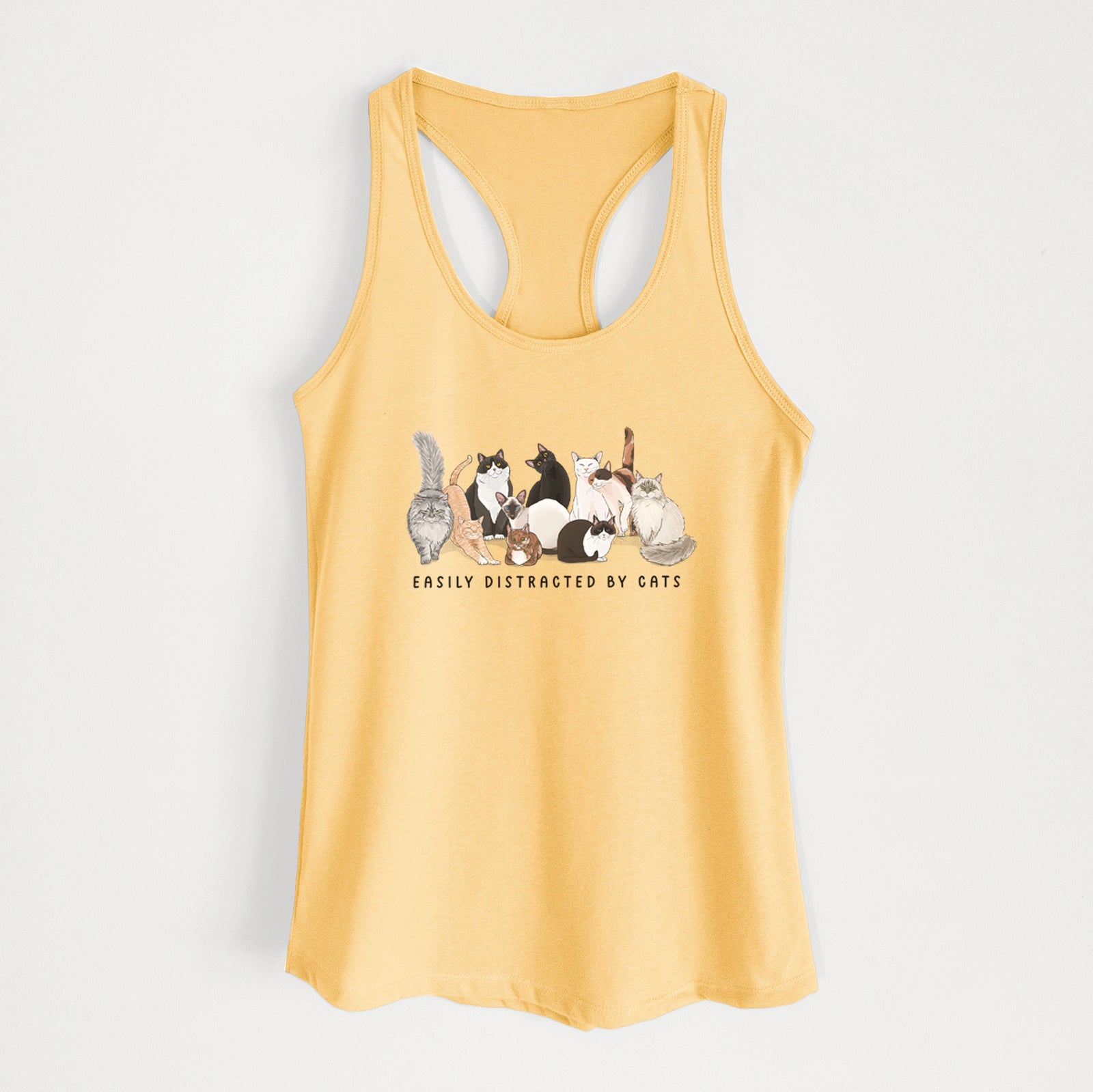 Vibrant Easily Distracted by Cats - Women's Racerback Tanktop