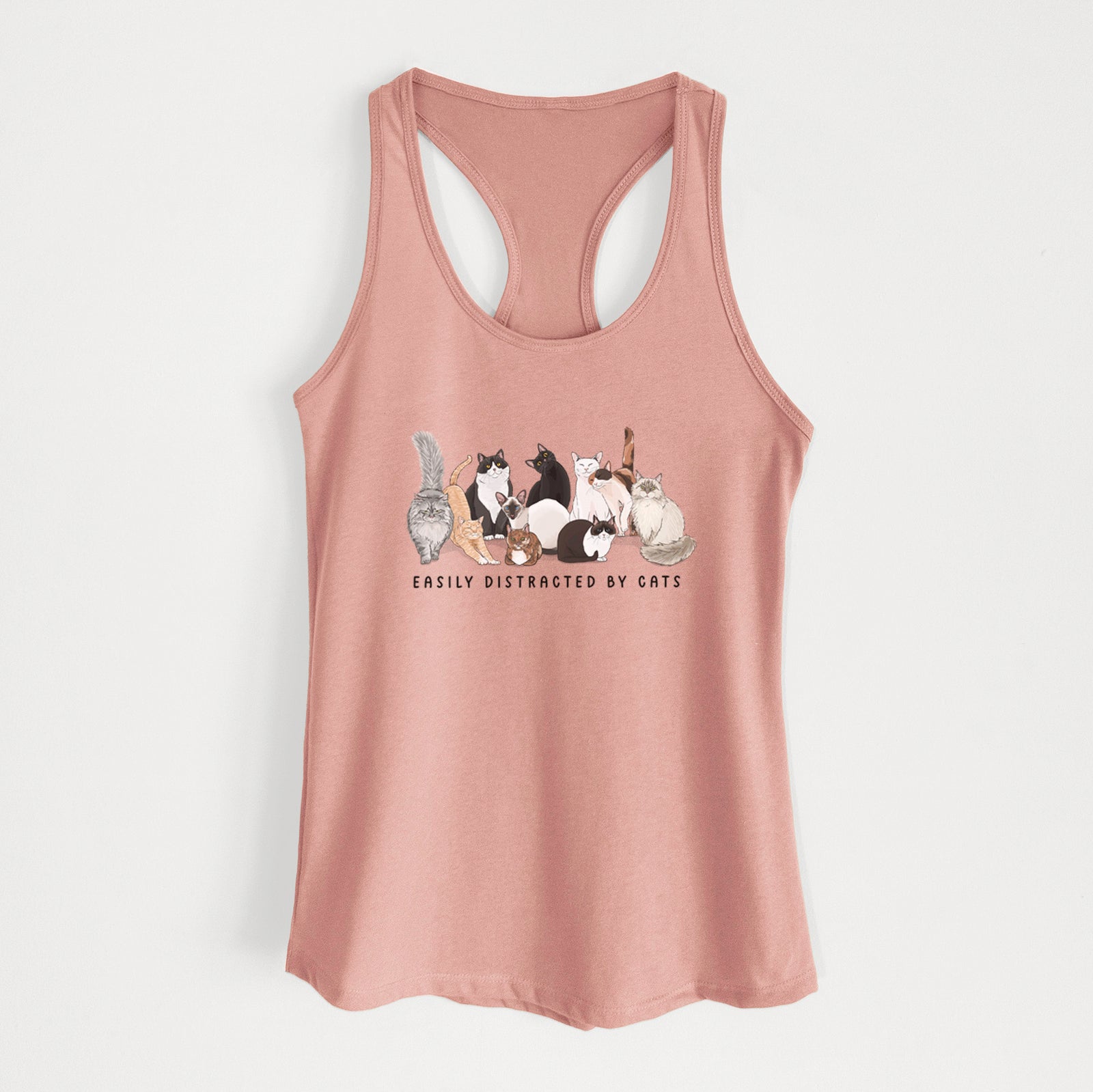 Vibrant Easily Distracted by Cats - Women's Racerback Tanktop