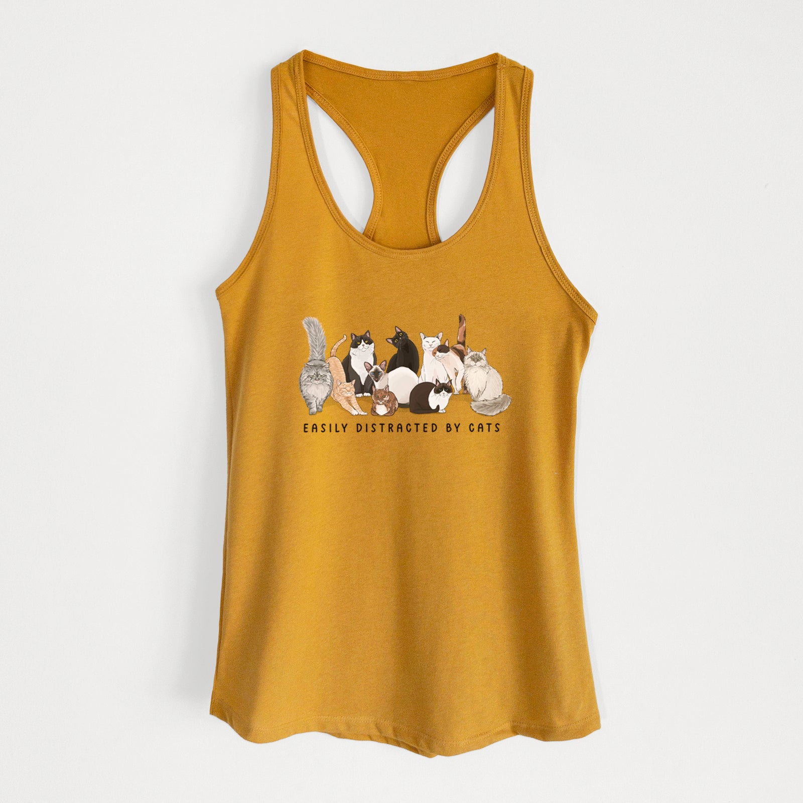 Vibrant Easily Distracted by Cats - Women's Racerback Tanktop