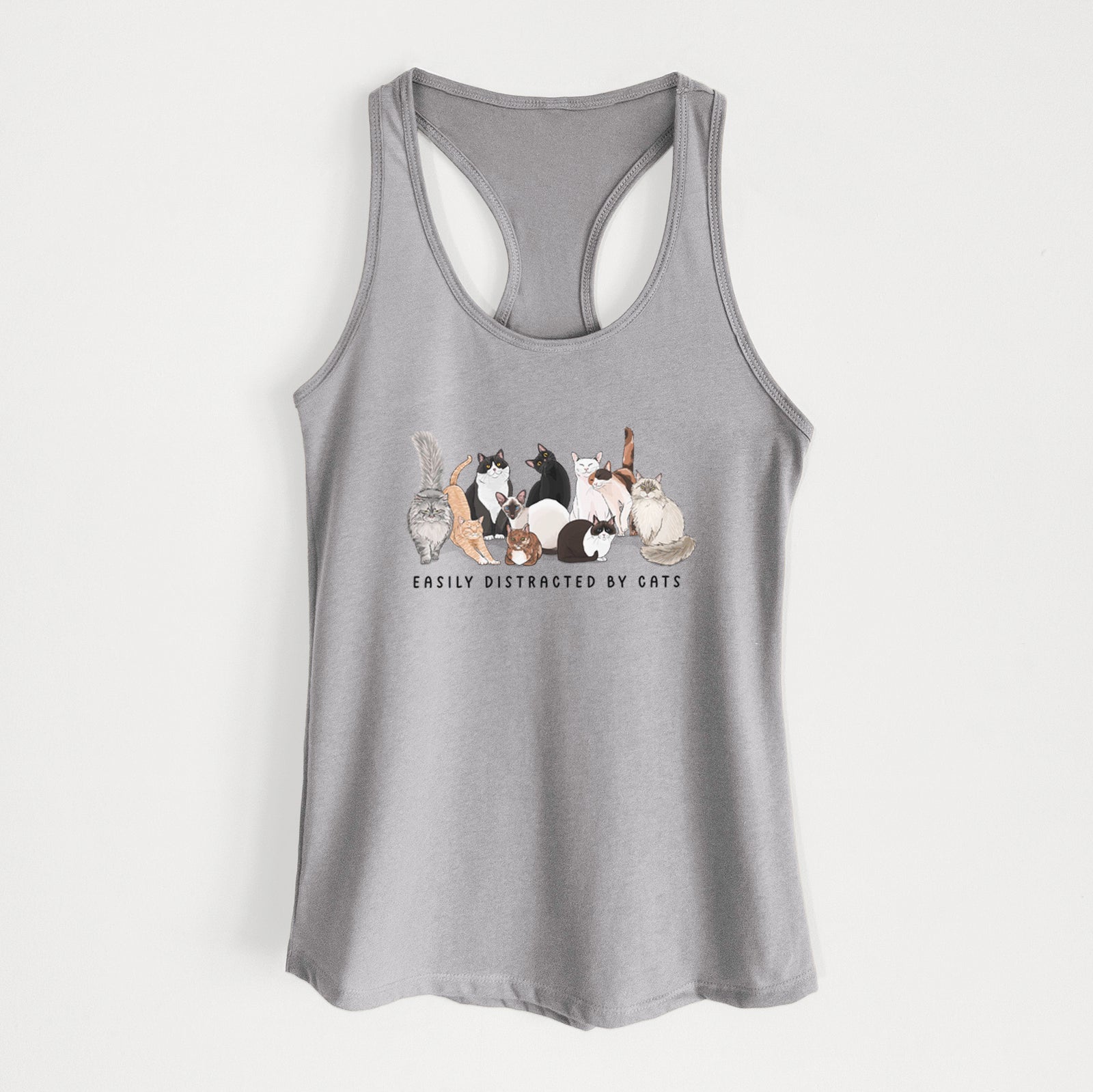 Vibrant Easily Distracted by Cats - Women's Racerback Tanktop