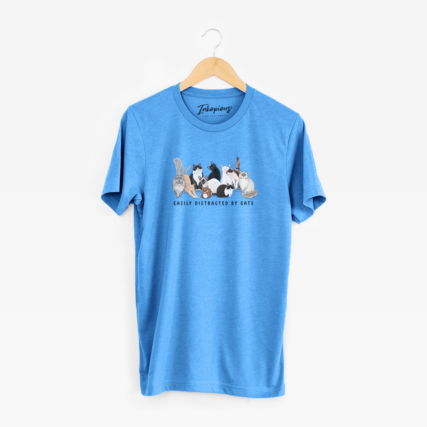 'Vibrant Easily Distracted by Cats' design on a Black Unisex crewneck