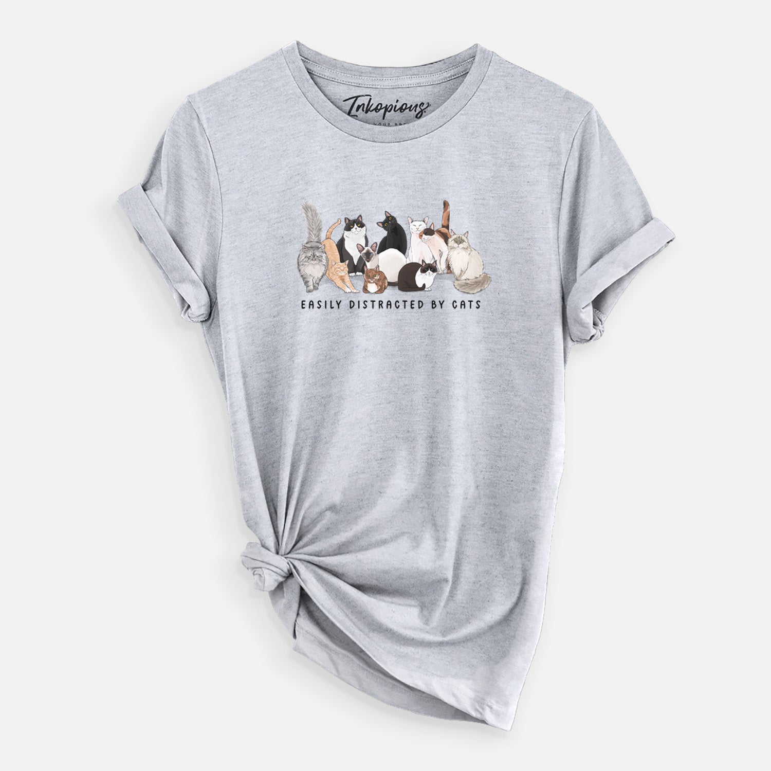 'Vibrant Easily Distracted by Cats' design on a Black Unisex crewneck