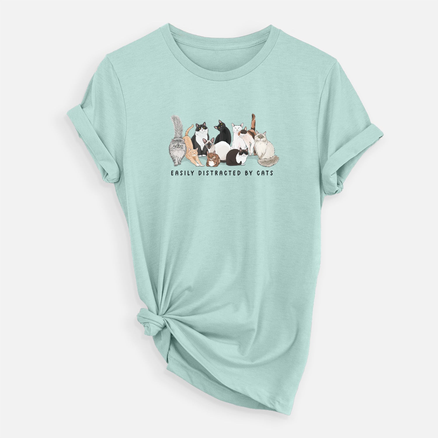 'Vibrant Easily Distracted by Cats' design on a Black Unisex crewneck