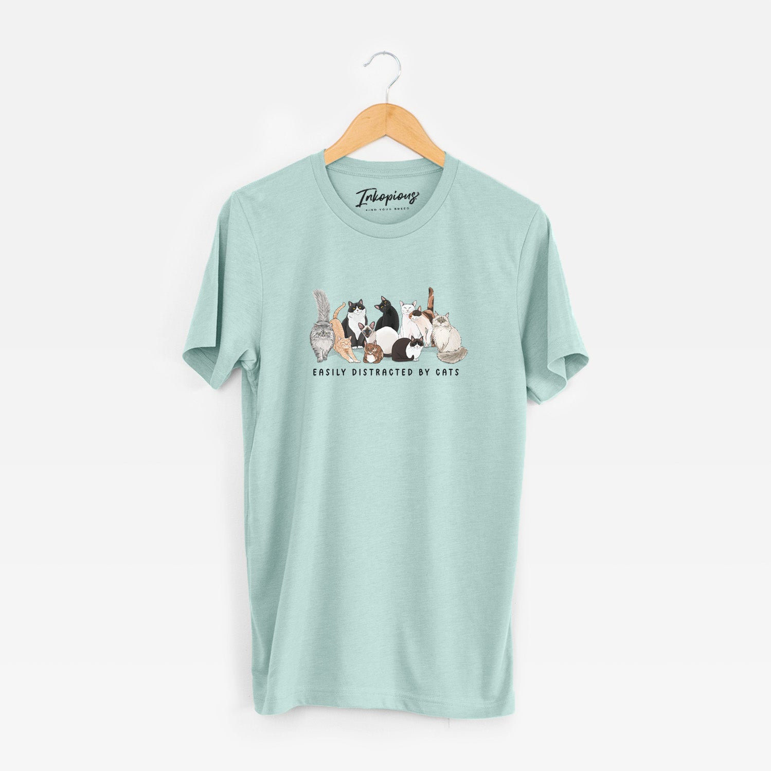'Vibrant Easily Distracted by Cats' design on a Black Unisex crewneck