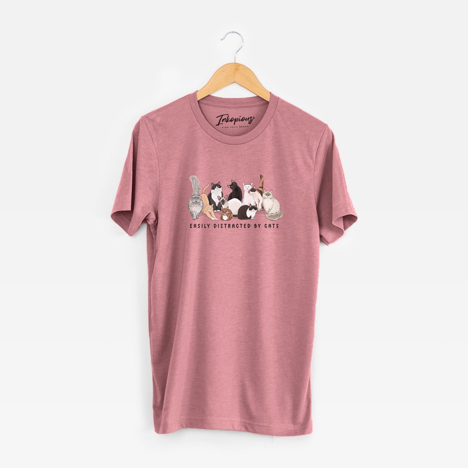 'Vibrant Easily Distracted by Cats' design on a Black Unisex crewneck