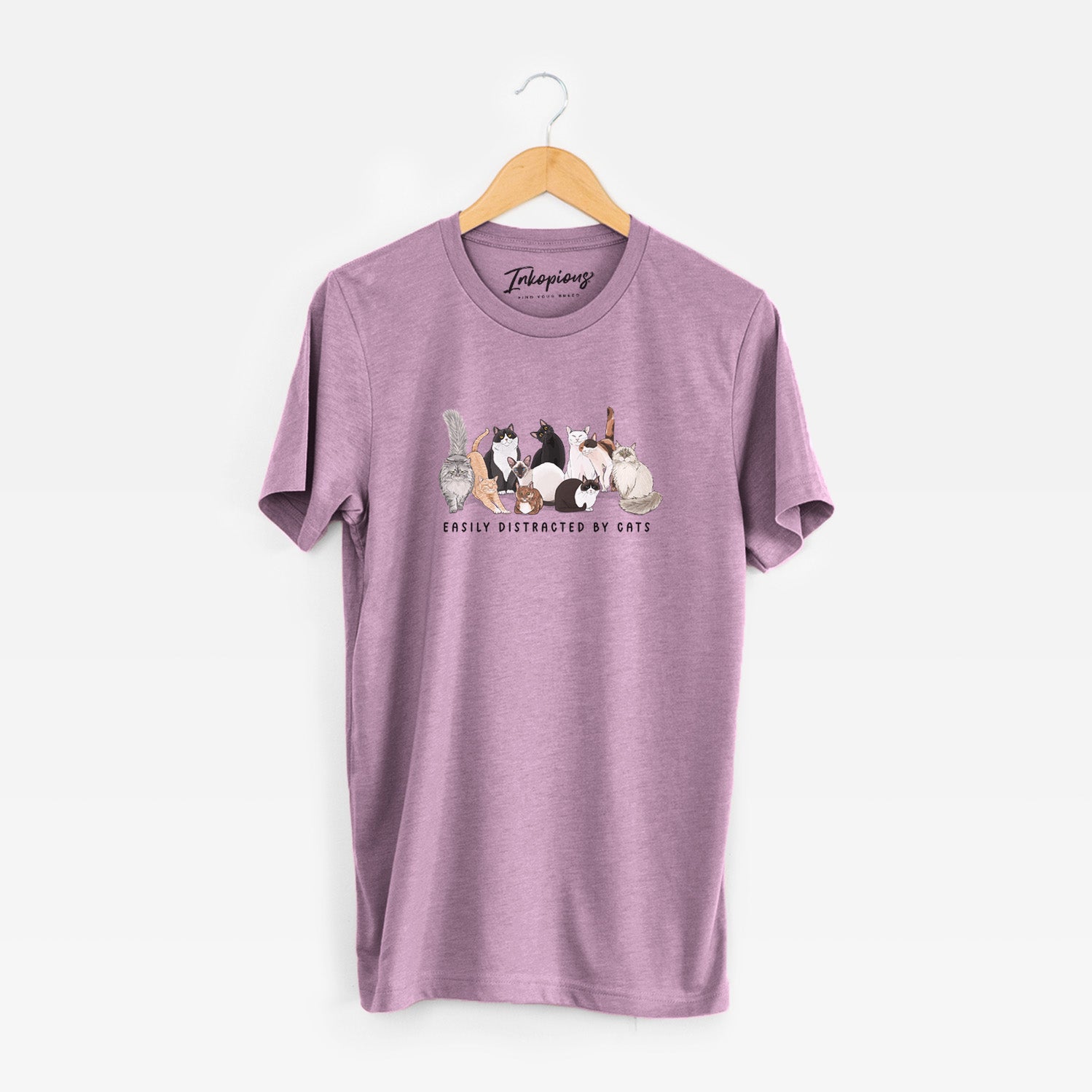 'Vibrant Easily Distracted by Cats' design on a Black Unisex crewneck