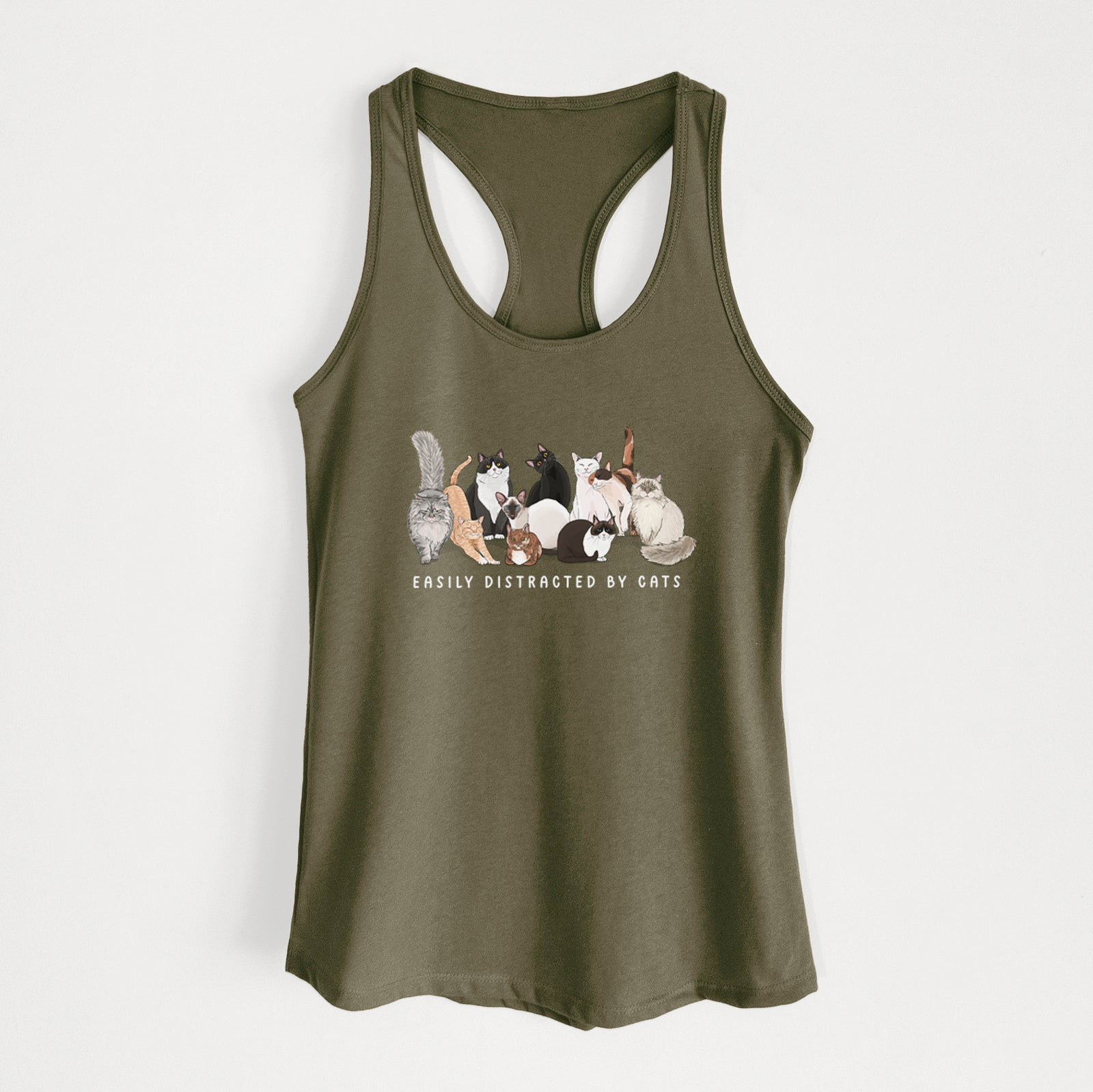 Vibrant Easily Distracted by Cats - Women's Racerback Tanktop