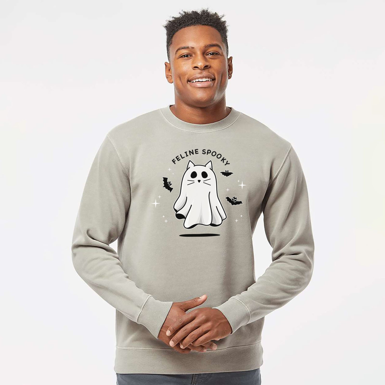 Vibrant Feline Spooky - Unisex Pigment Dyed Crew Sweatshirt