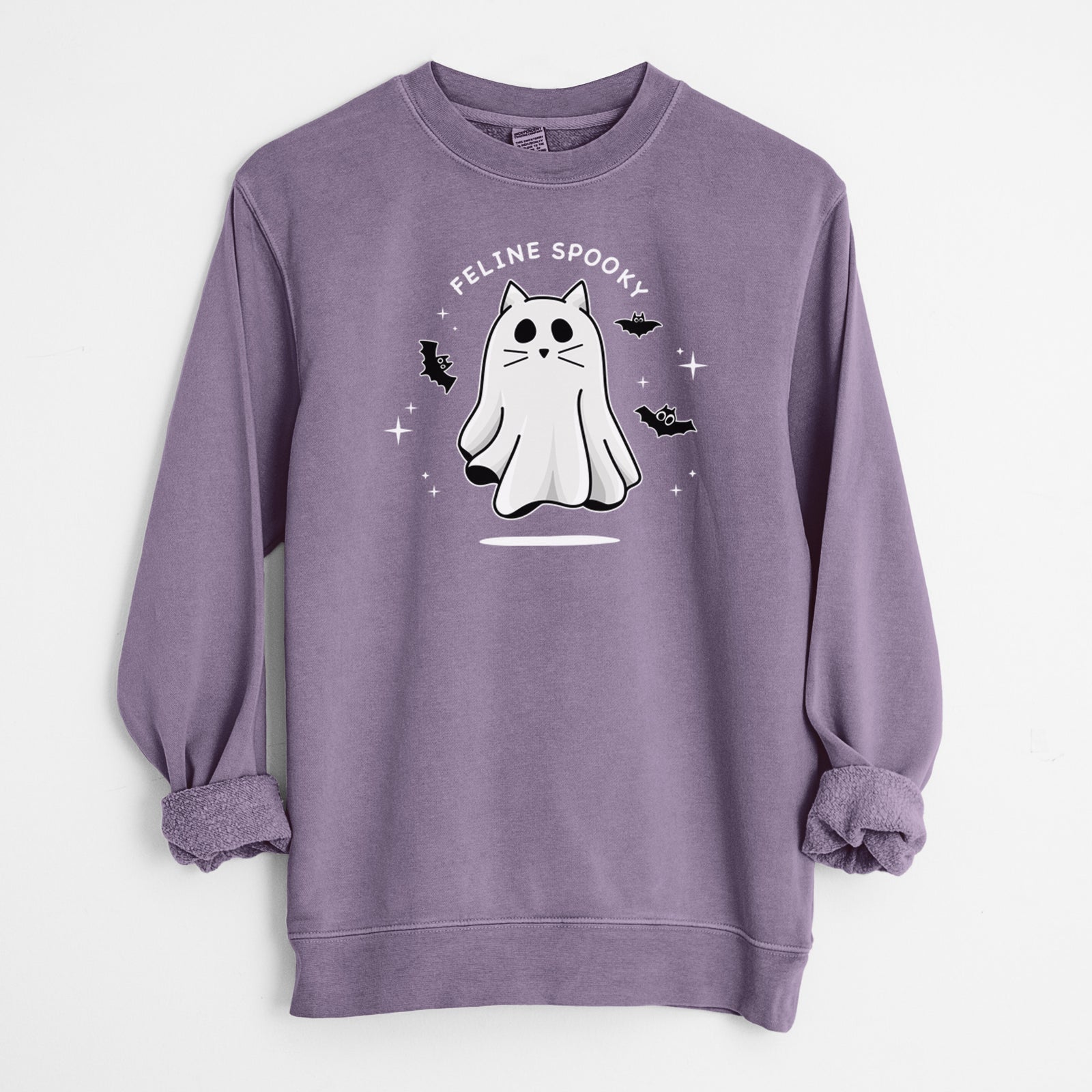 Vibrant Feline Spooky - Unisex Pigment Dyed Crew Sweatshirt