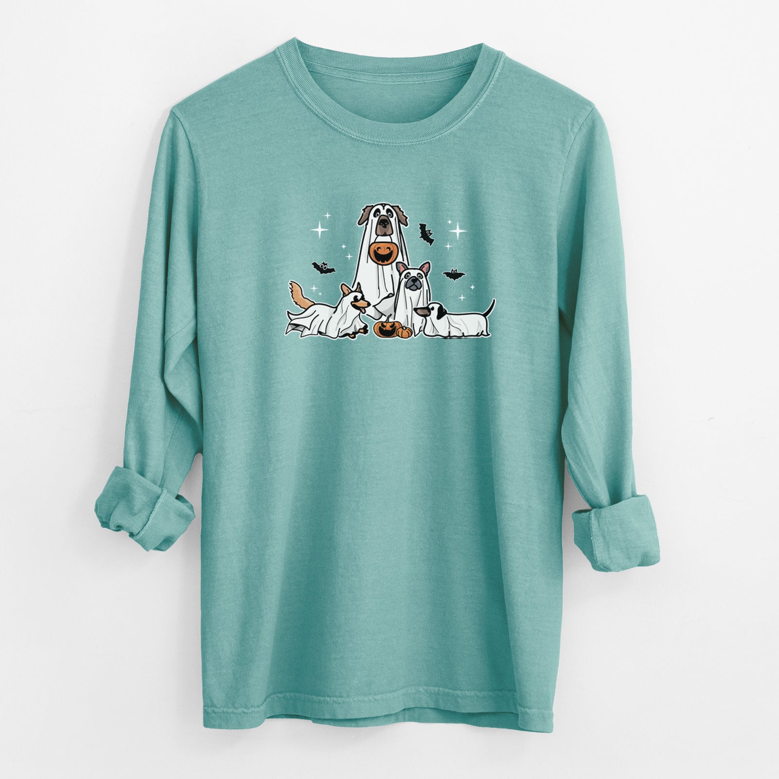 Vibrant Ghost Pups - Heavyweight 100% Cotton Long Sleeve