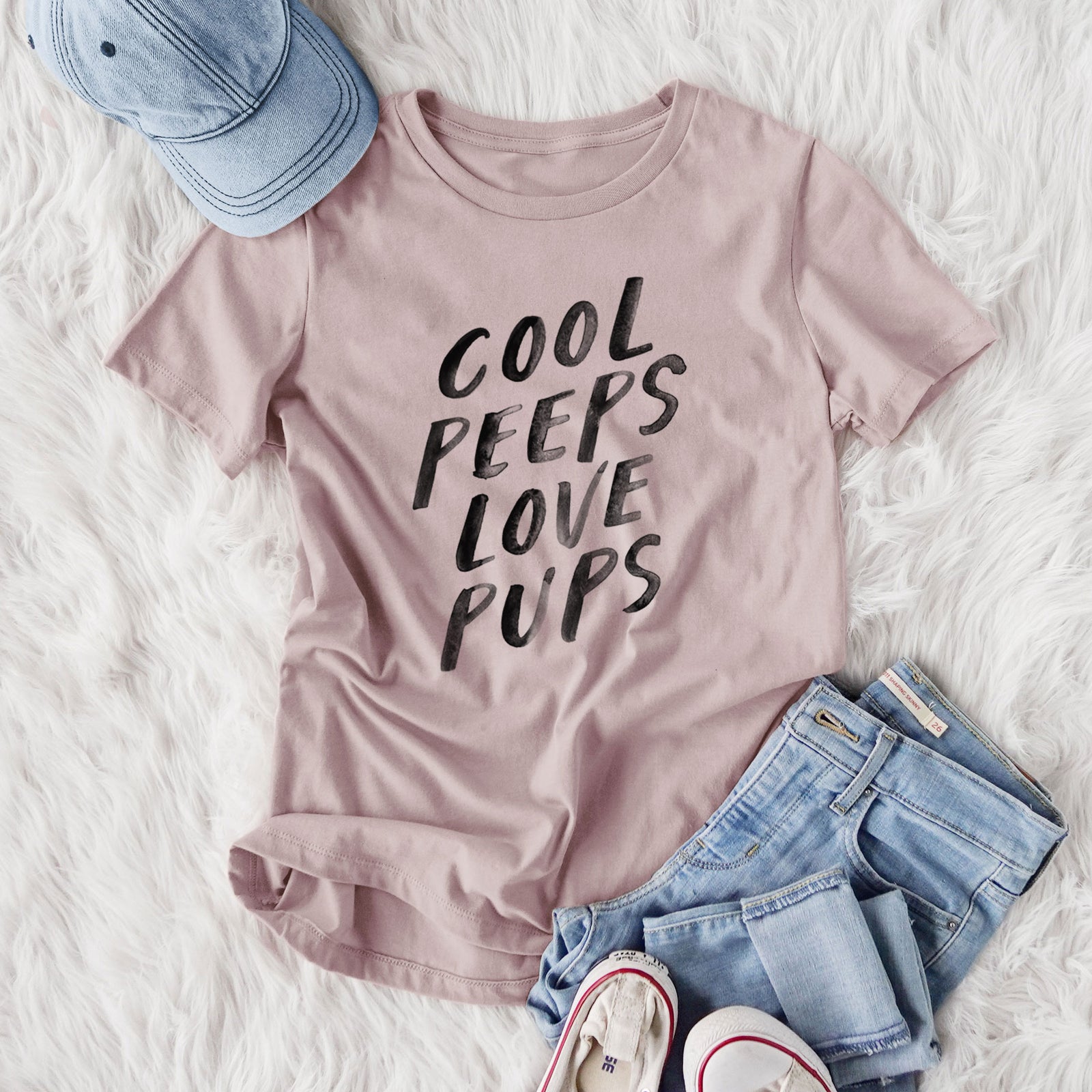 Cool Peeps Love Pups - Women's Lightweight Relaxed Fit 100% Cotton Crewneck