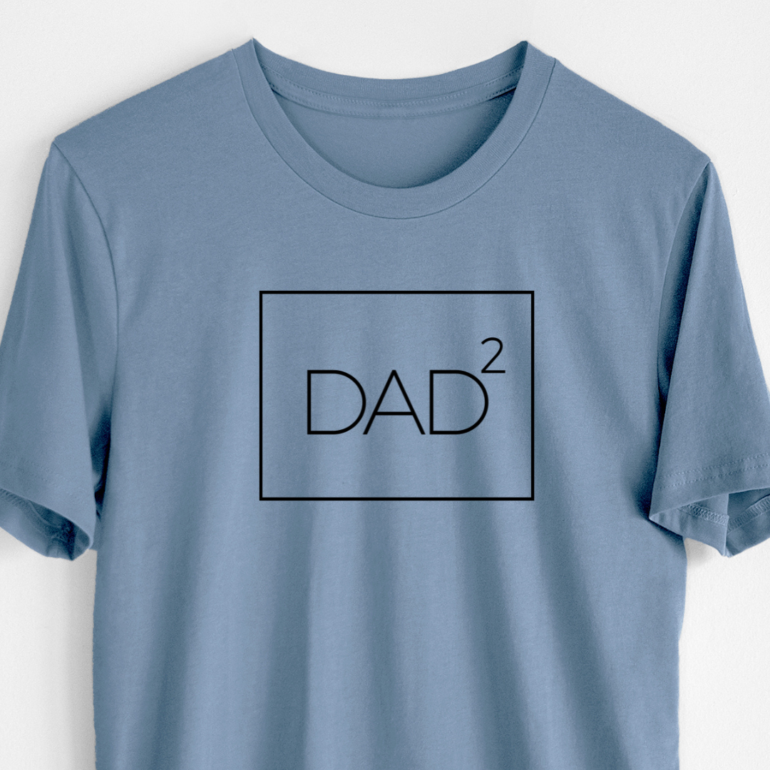 'Dad to the 2nd Power Boxed' design on a Steel Blue Unisex crewneck