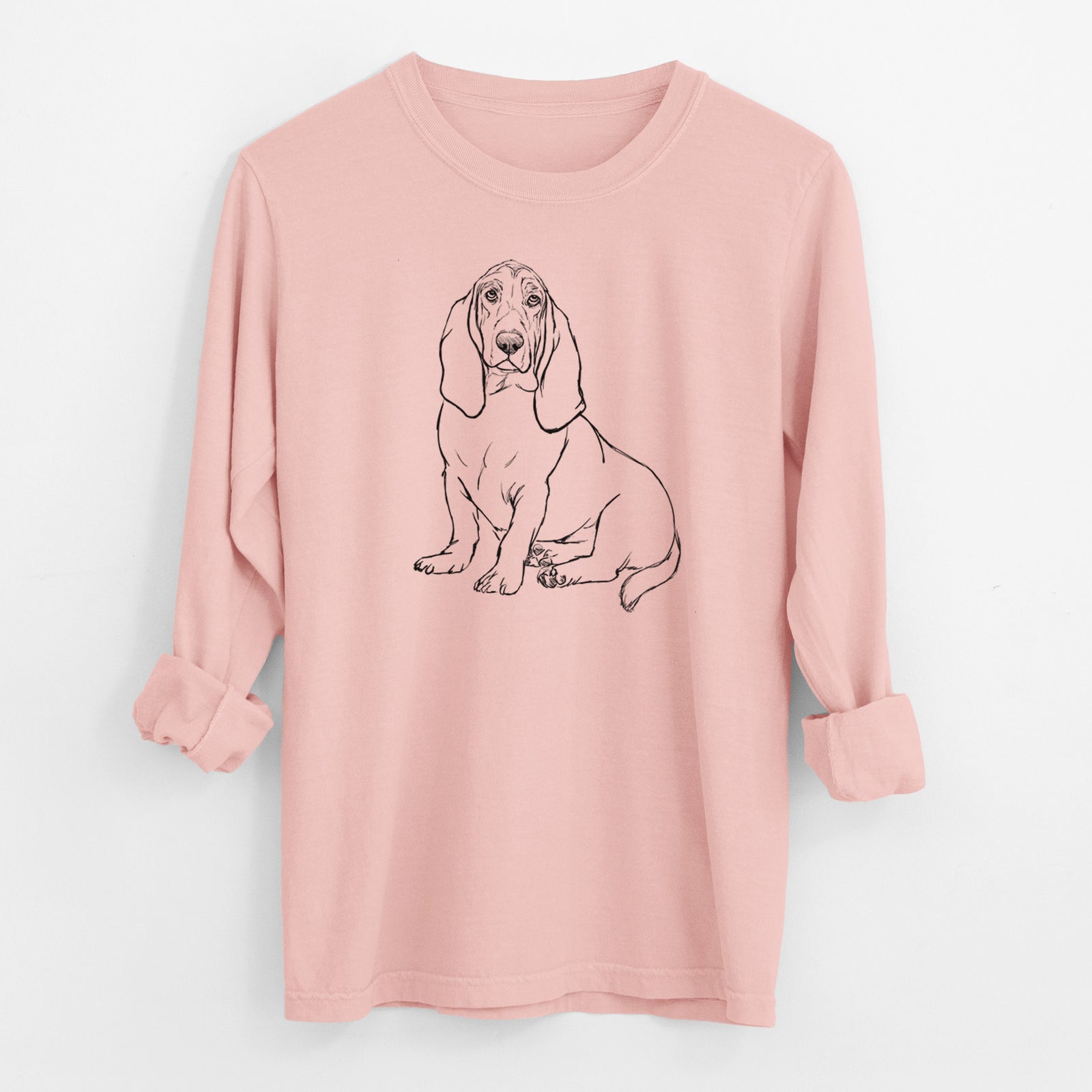 Doodled Blueberry the Basset Hound - Heavyweight 100% Cotton Long Sleeve