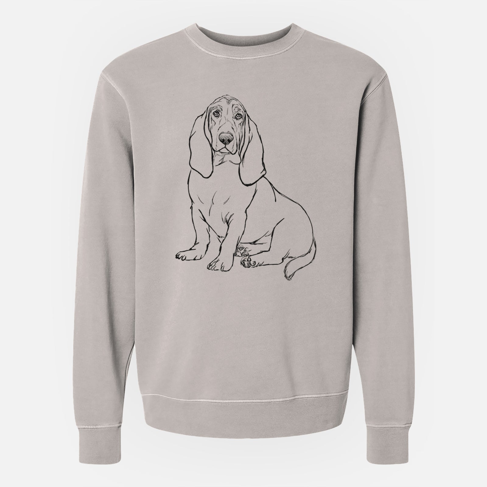 Doodled Blueberry the Basset Hound - Unisex Pigment Dyed Crew Sweatshirt