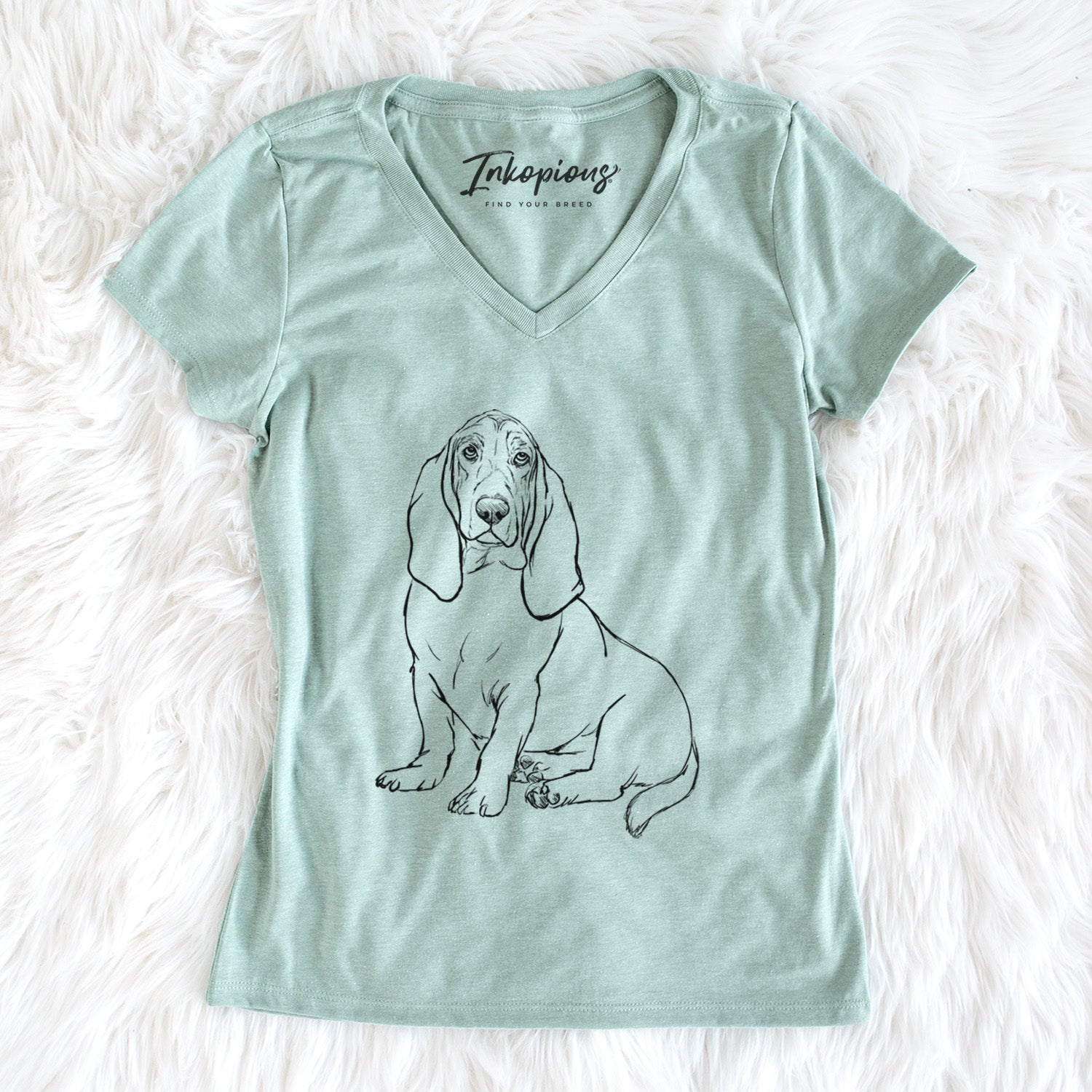 Doodled Blueberry the Basset Hound - Women's Perfect V-neck Shirt