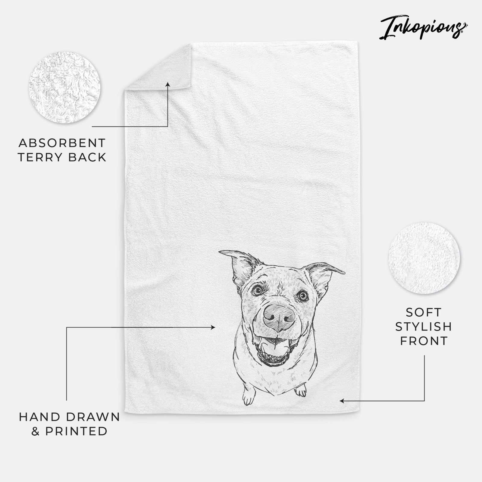 Doodled Boulder the Boxer/Heeler/Corgi Decorative Hand Towel