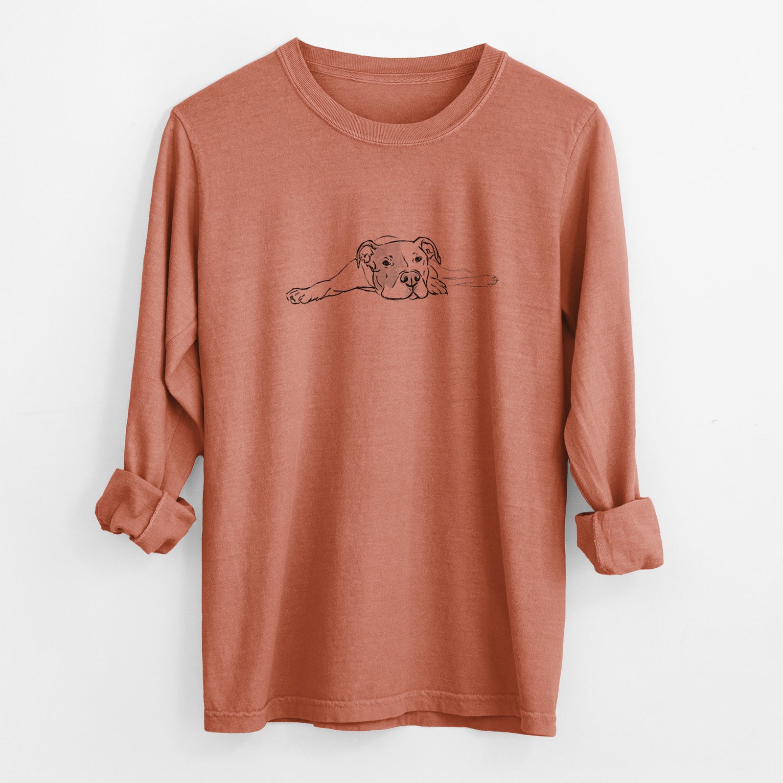 Doodled Harvey the American Staffordshire Terrier - Heavyweight 100% Cotton Long Sleeve