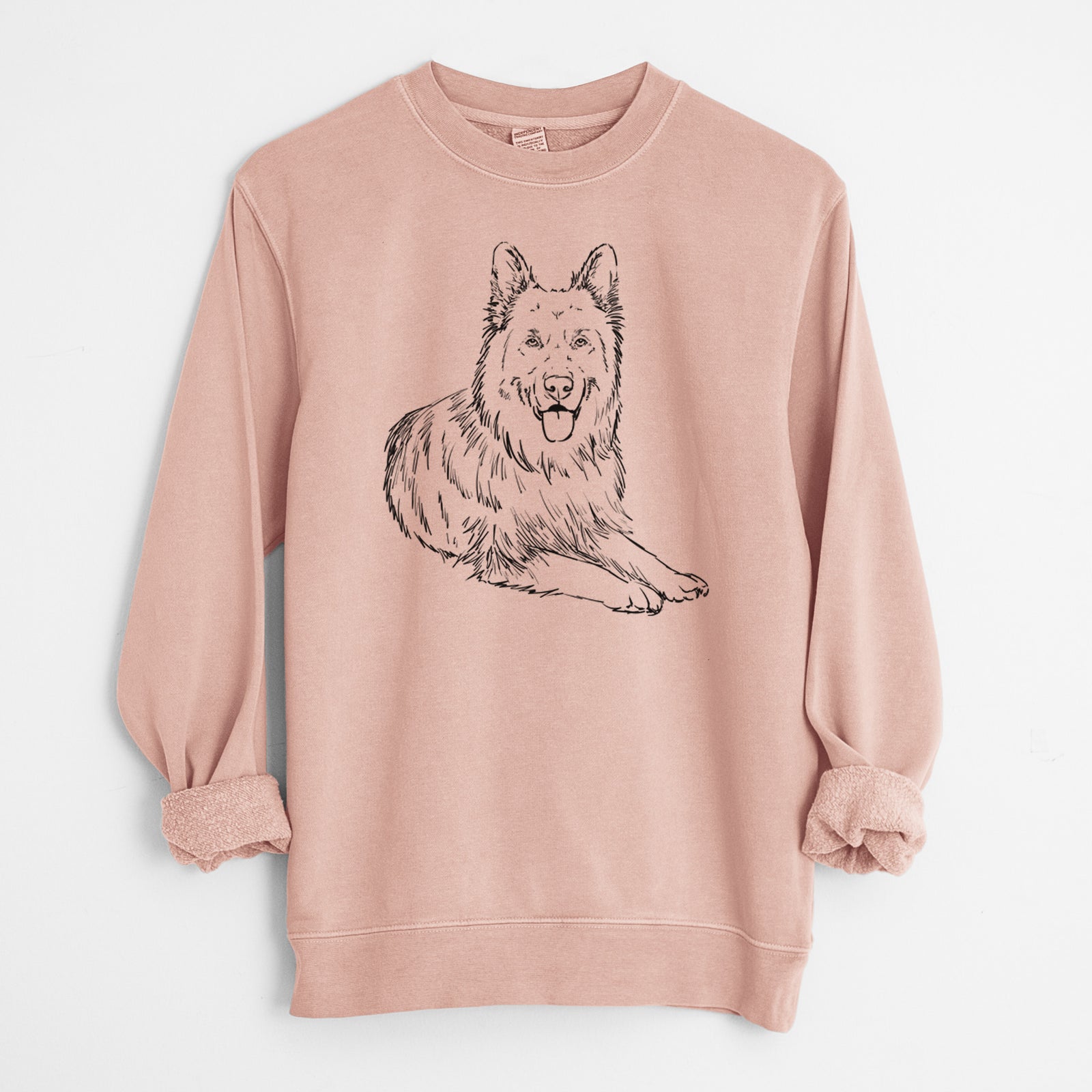 Doodled Jaxs the German Shepherd - Unisex Pigment Dyed Crew Sweatshirt