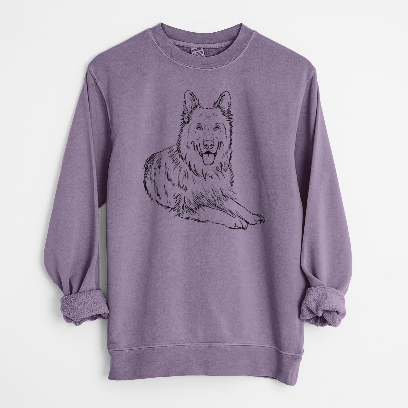 Doodled Jaxs the German Shepherd - Unisex Pigment Dyed Crew Sweatshirt