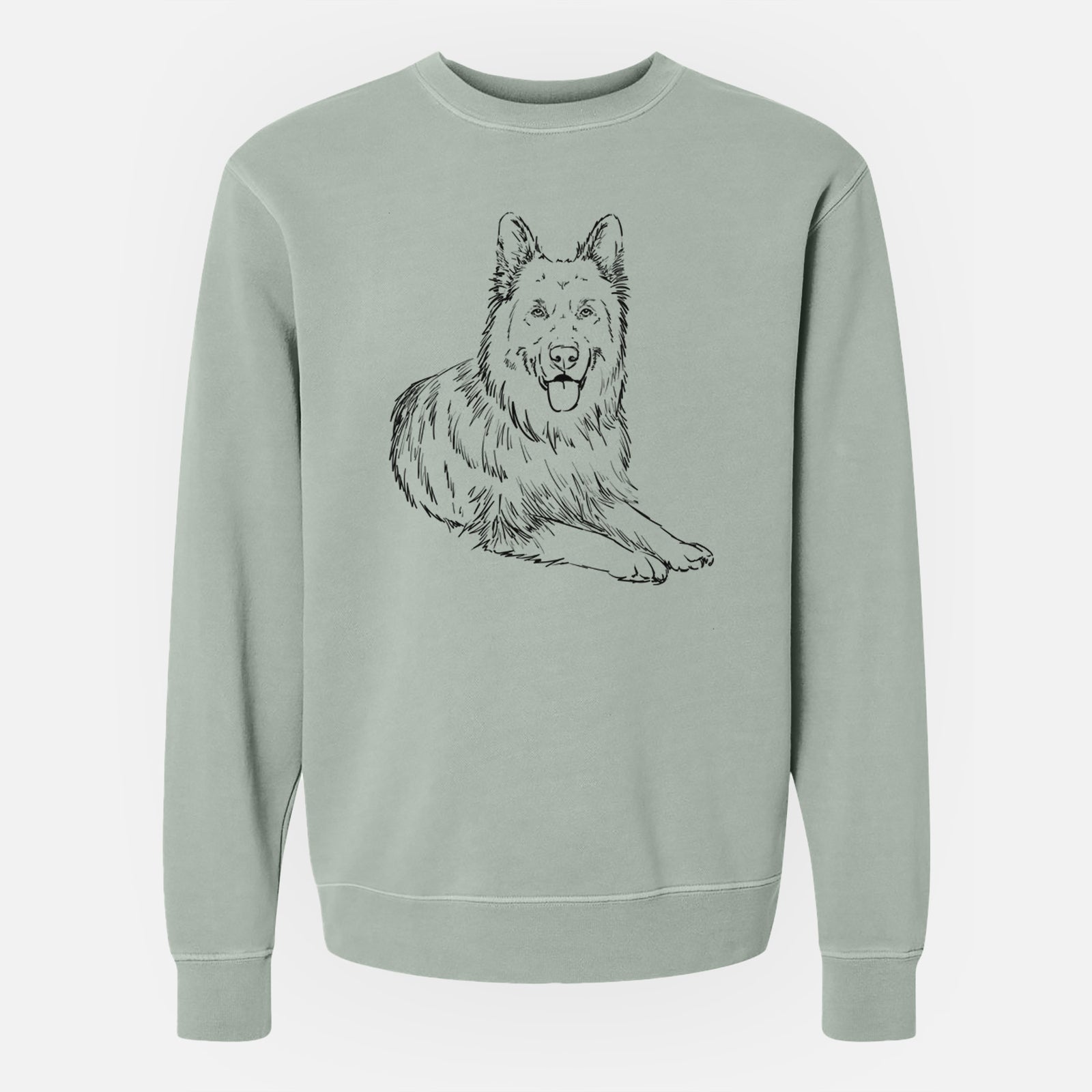 Doodled Jaxs the German Shepherd - Unisex Pigment Dyed Crew Sweatshirt