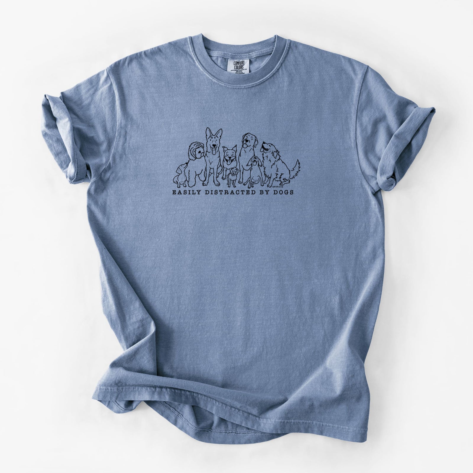 Distracted by Dogs - Unisex Comfort Colors Garment-Dyed Heavyweight T-shirt in Blue Jean