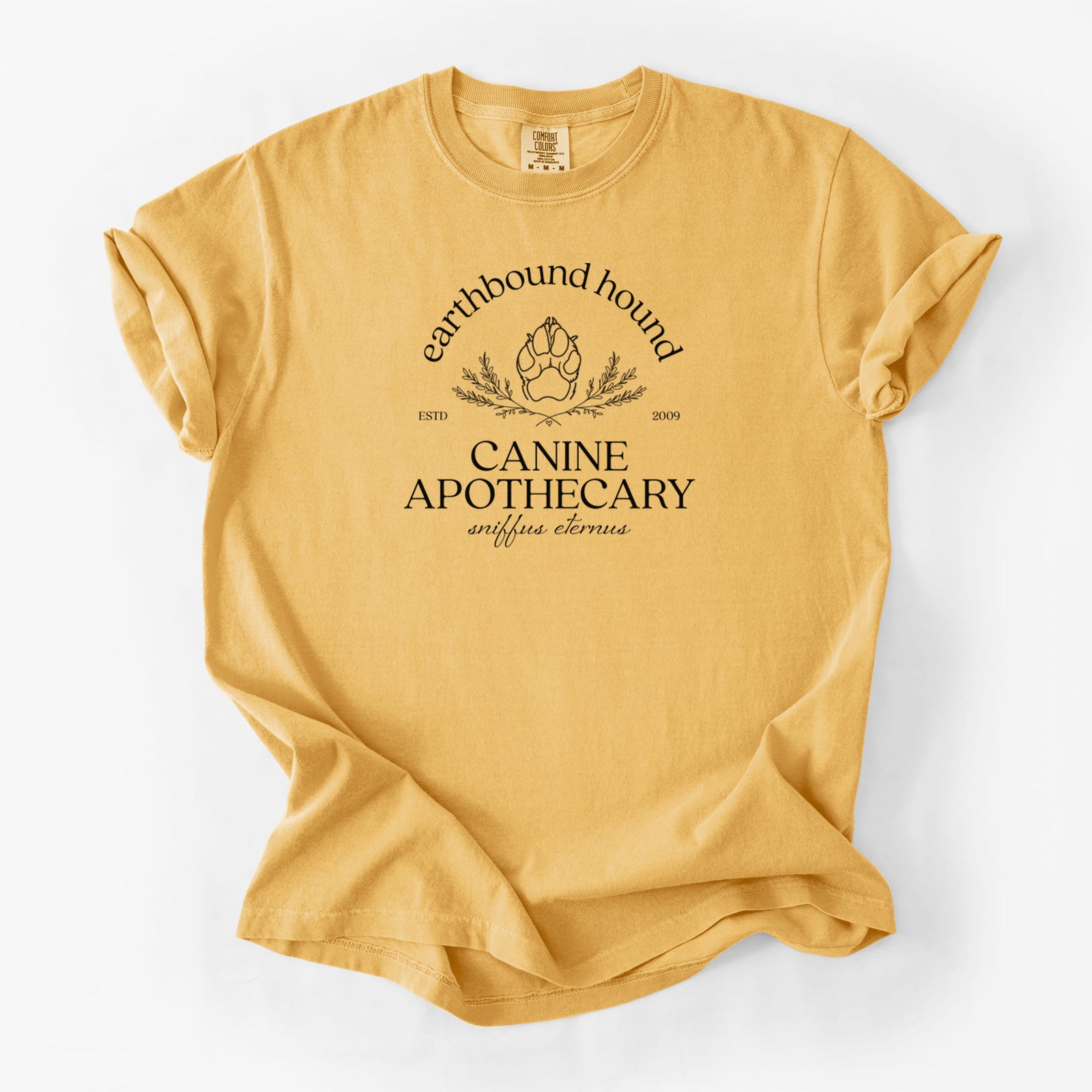 Earthbound Hound – Canine Apothecary - Unisex Comfort Colors Garment-Dyed Heavyweight T-shirt in Golden Wheat