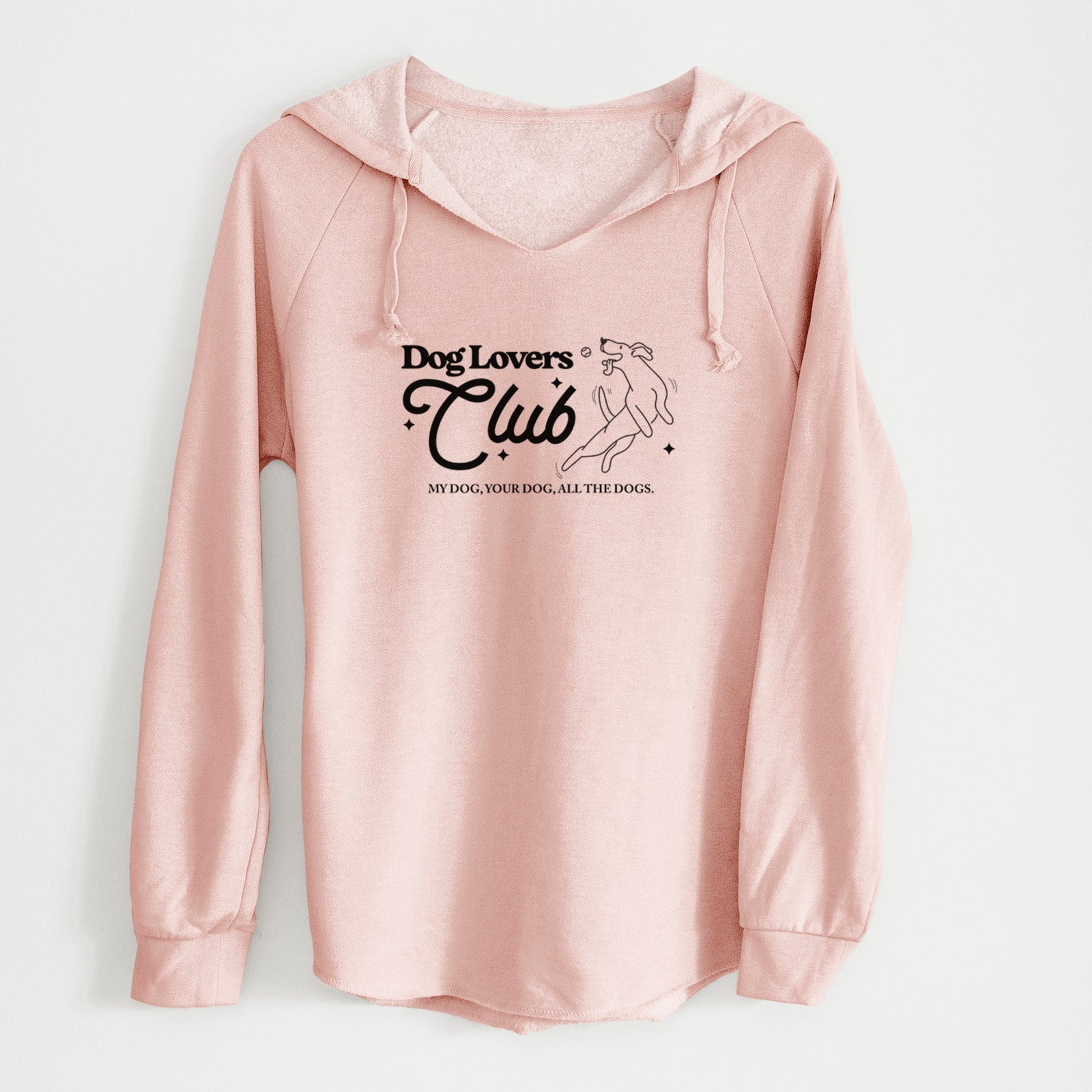 'Dog Lovers Club' design on a Blush Cali Wave Hooded Sweatshirt