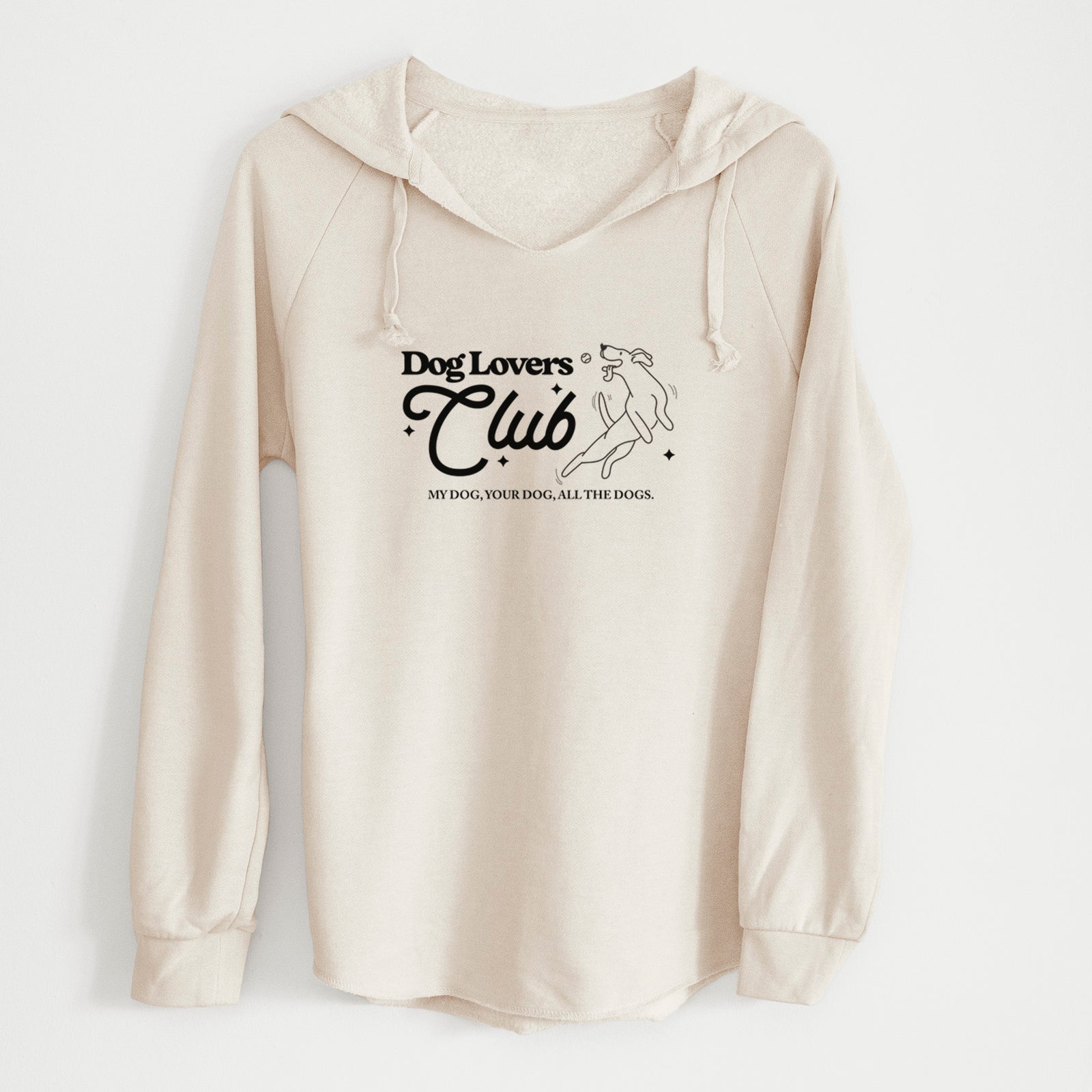 'Dog Lovers Club' design on a Bone Cali Wave Hooded Sweatshirt