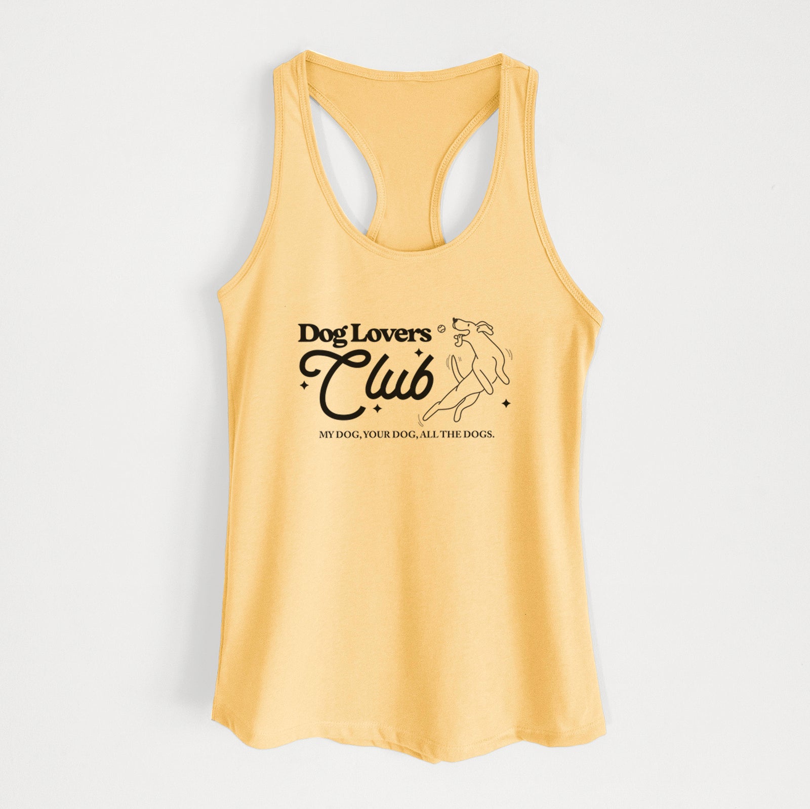 'Dog Lovers Club' design on a Banana Cream Women's racerback tanktop