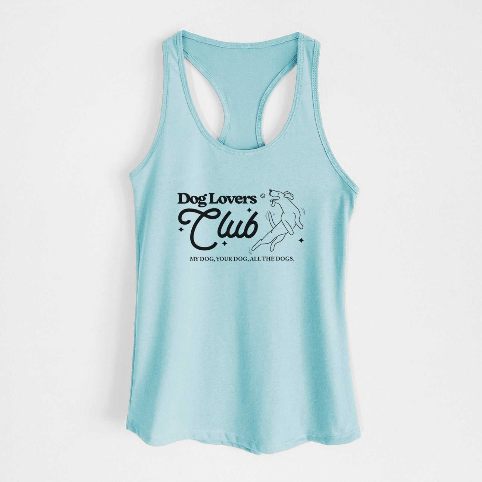 'Dog Lovers Club' design on a Cancun Blue Women's racerback tanktop