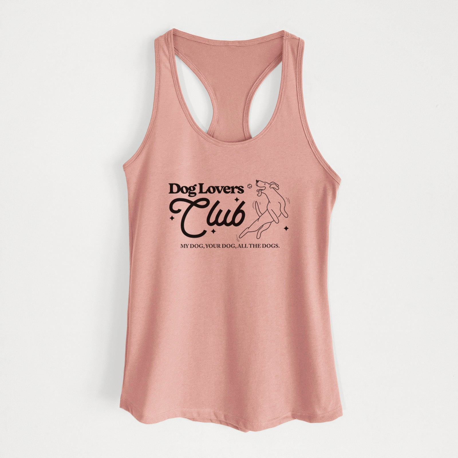'Dog Lovers Club' design on a Desert Pink Women's racerback tanktop