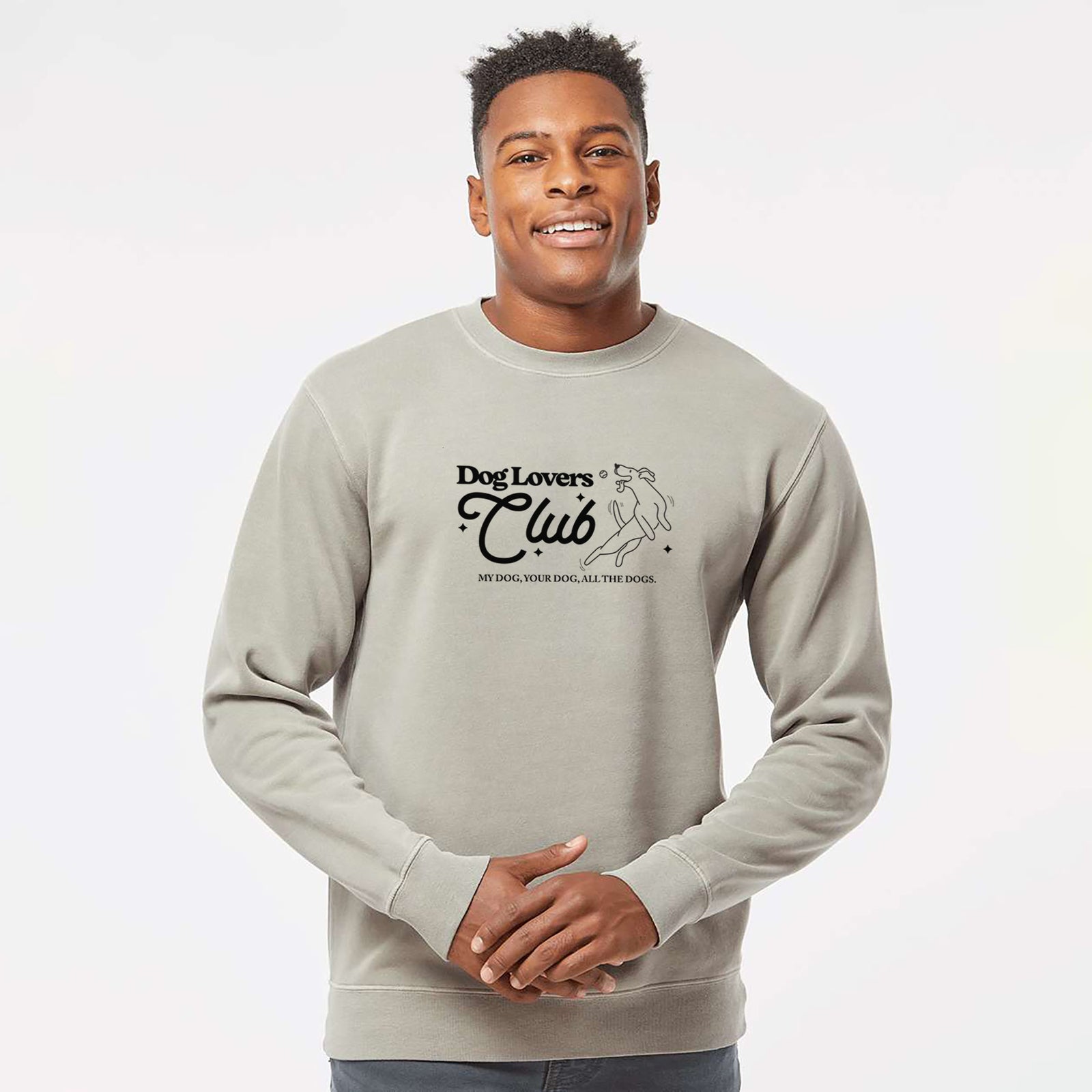 Dog Lovers Club - Unisex Pigment Dyed Crew Sweatshirt in Cement