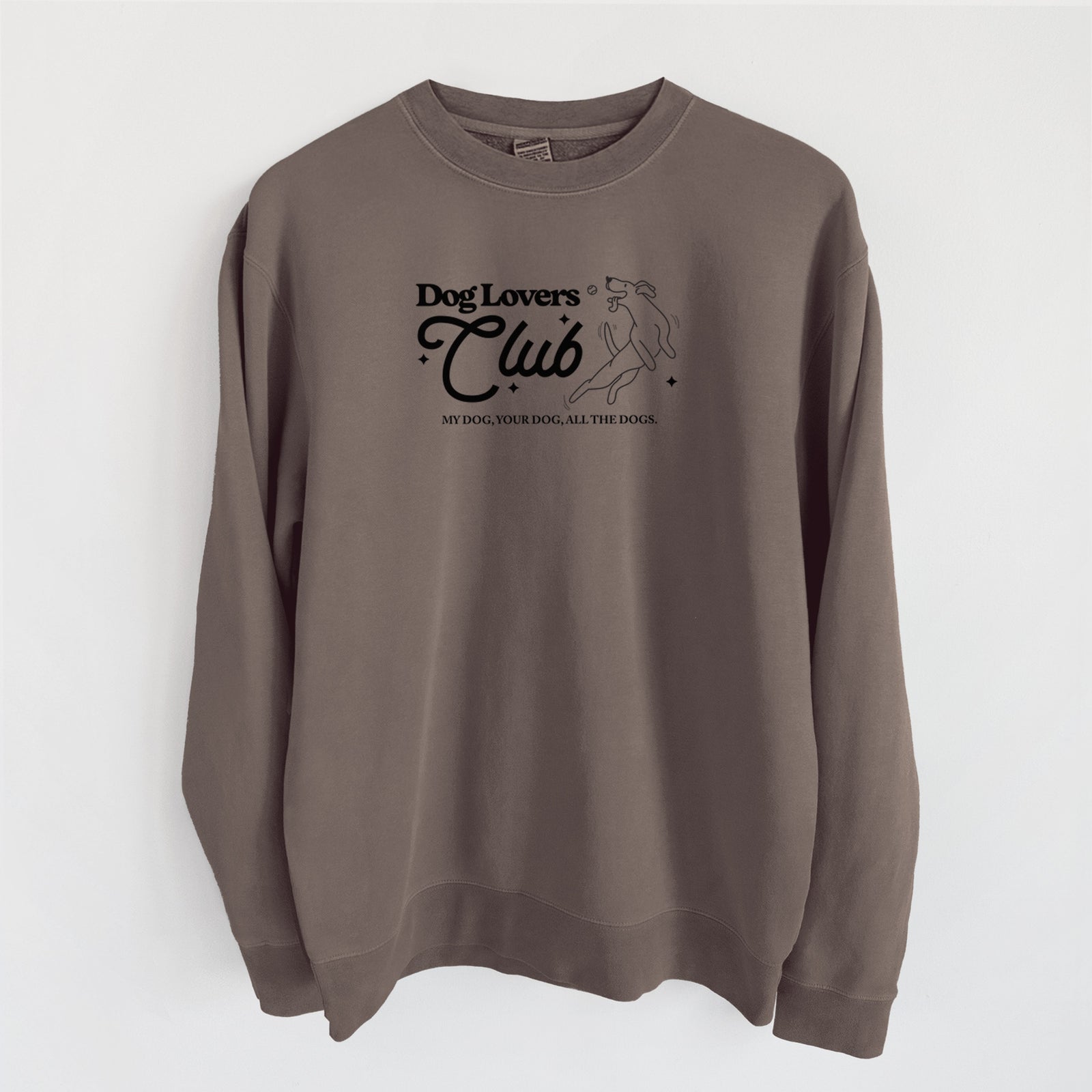 Dog Lovers Club - Unisex Pigment Dyed Crew Sweatshirt in Espresso