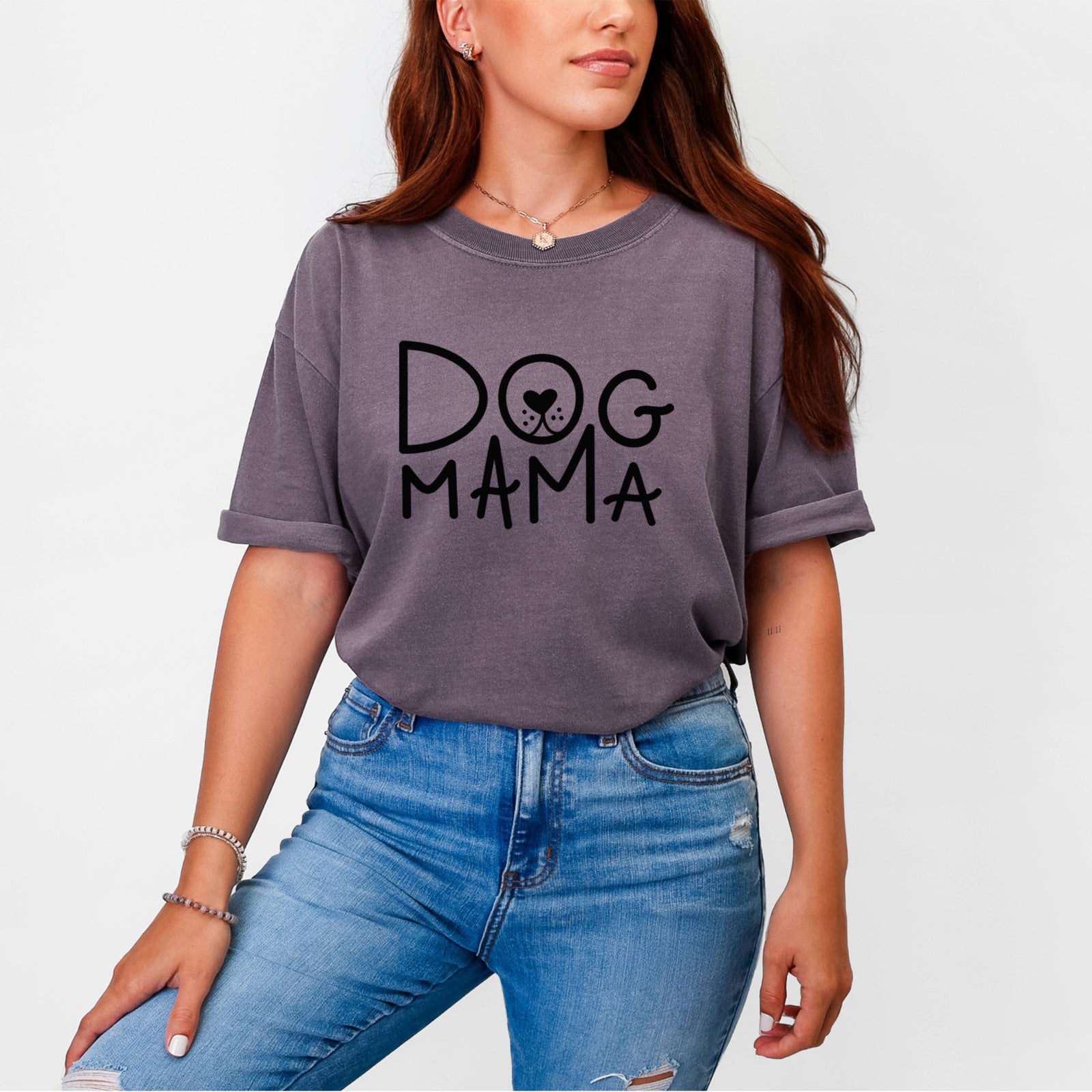 Dog Mama - Unisex Comfort Colors Garment-Dyed Heavyweight T-shirt, worn by model