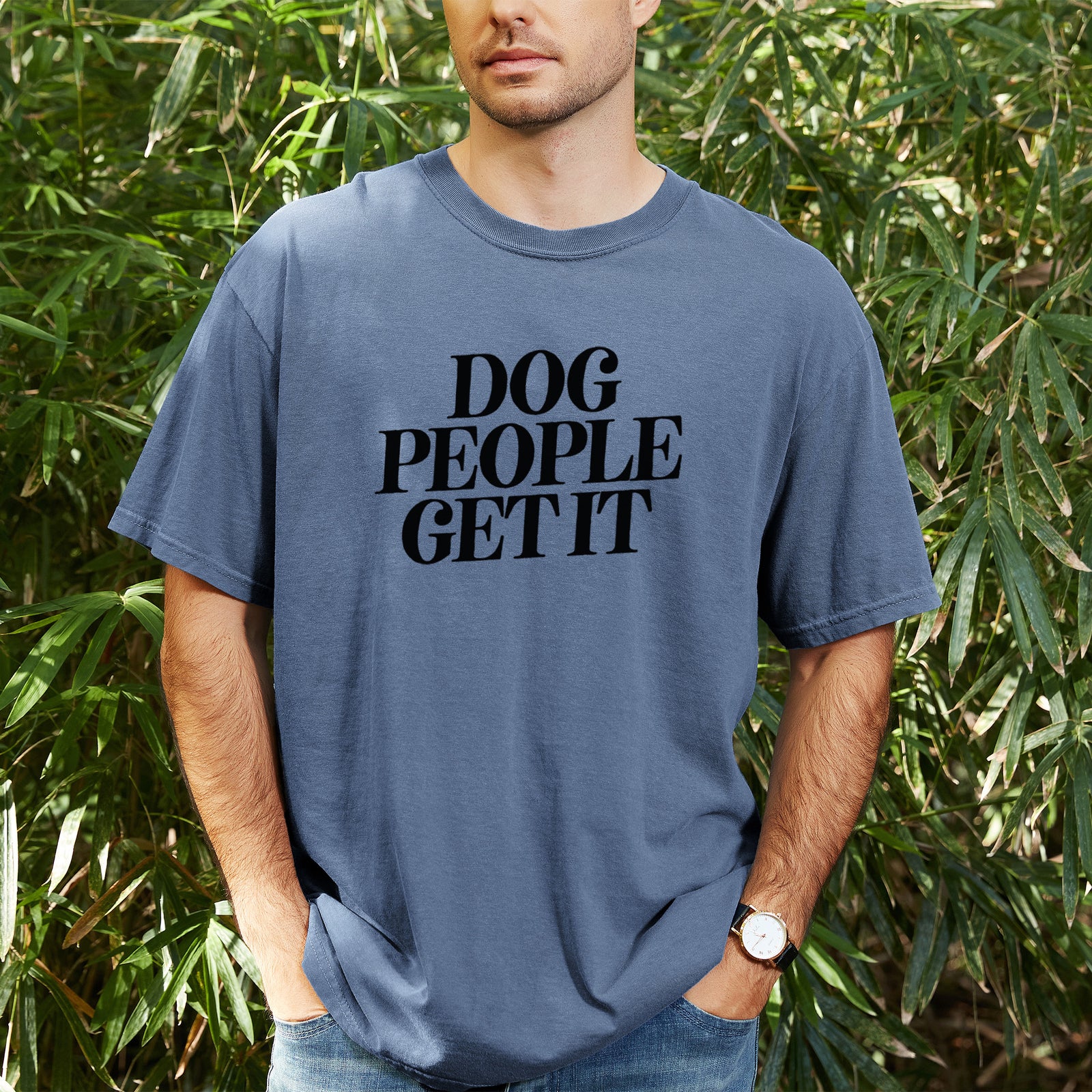 Dog People Get it - Unisex Comfort Colors Garment-Dyed Heavyweight T-shirt, worn by model