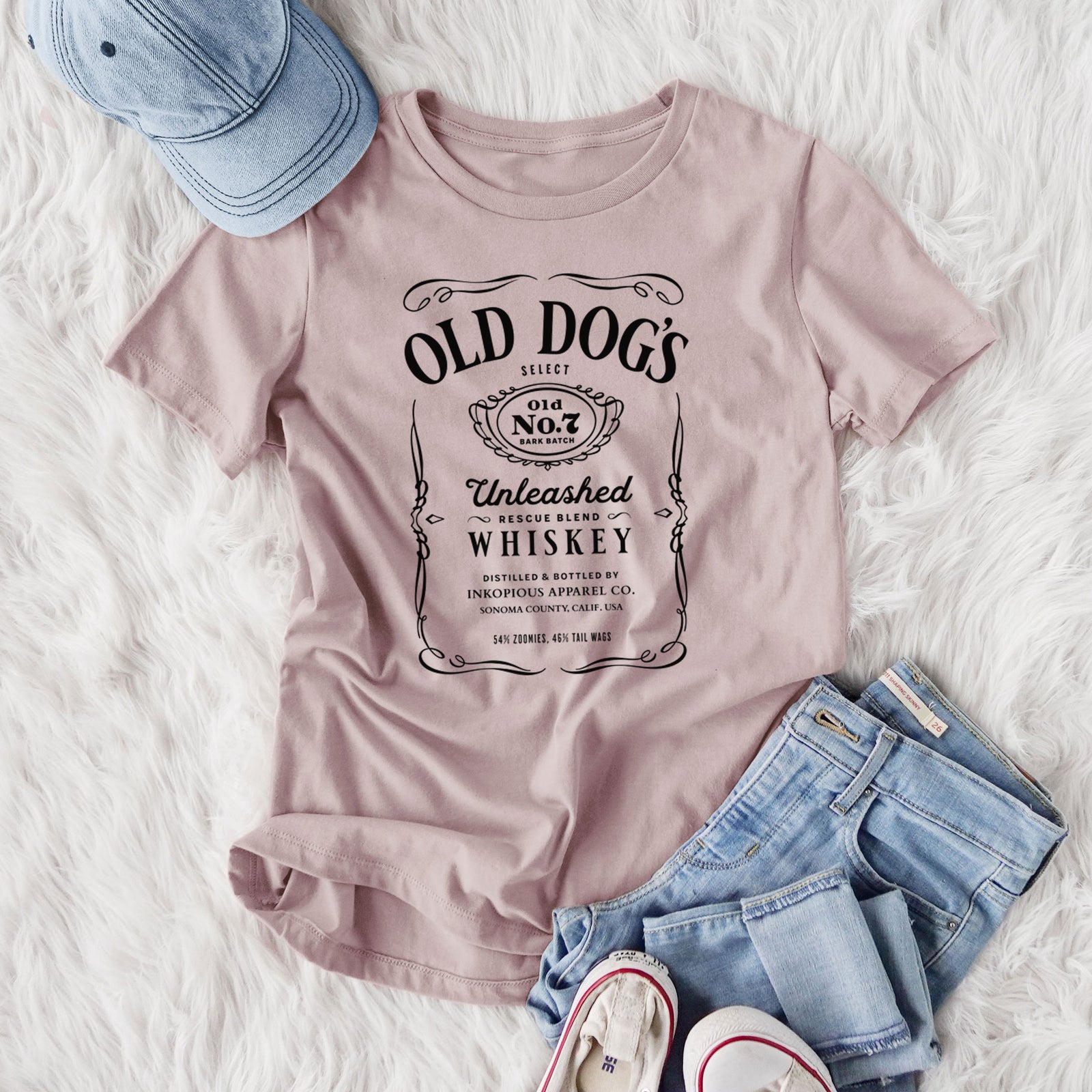 Old Dog’s No. 7 – Unleashed Whiskey - Women's Lightweight Relaxed Fit 100% Cotton Crewneck
